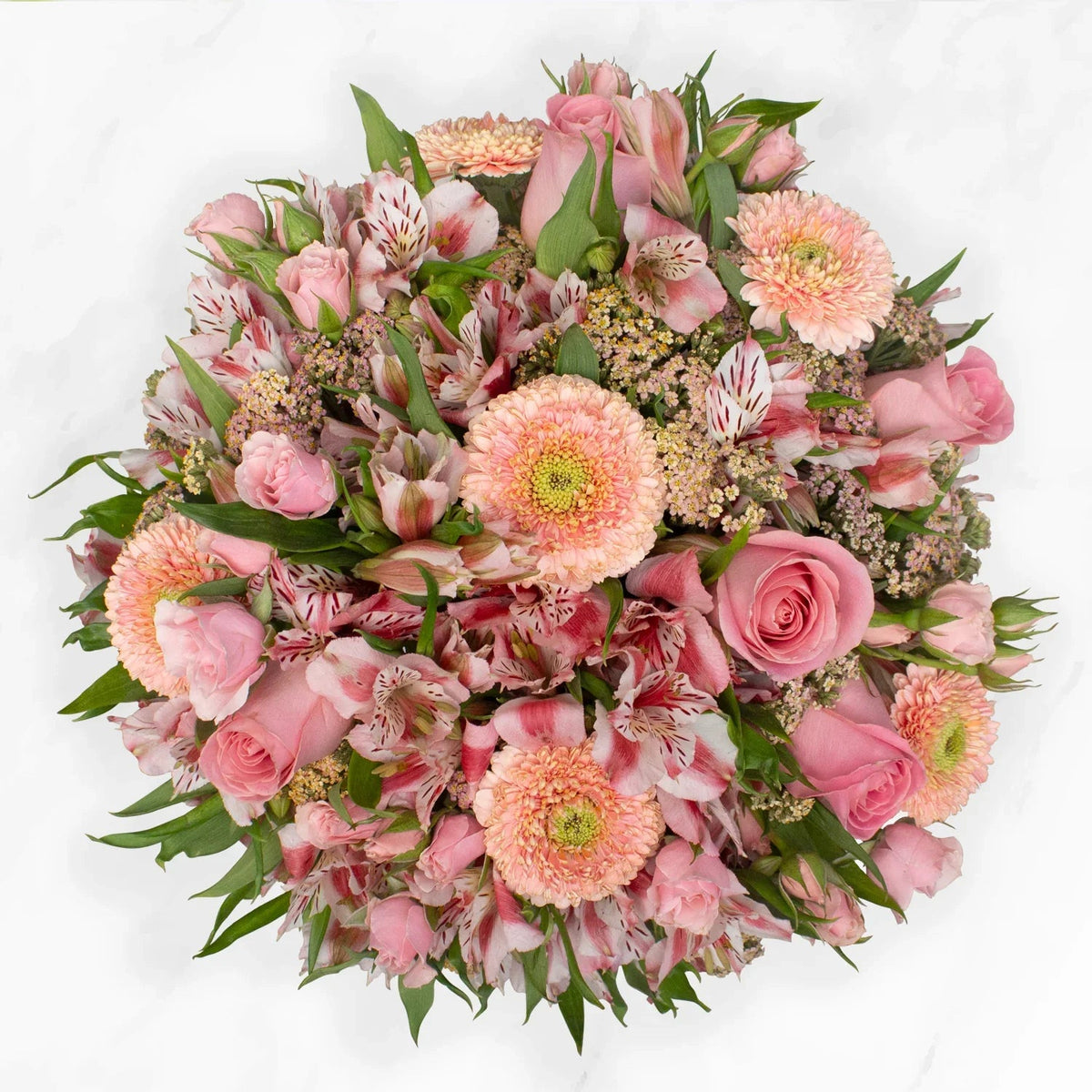 Arreglo Floral de Rosas Rosadas y Gerberas Multipetalo - GI034