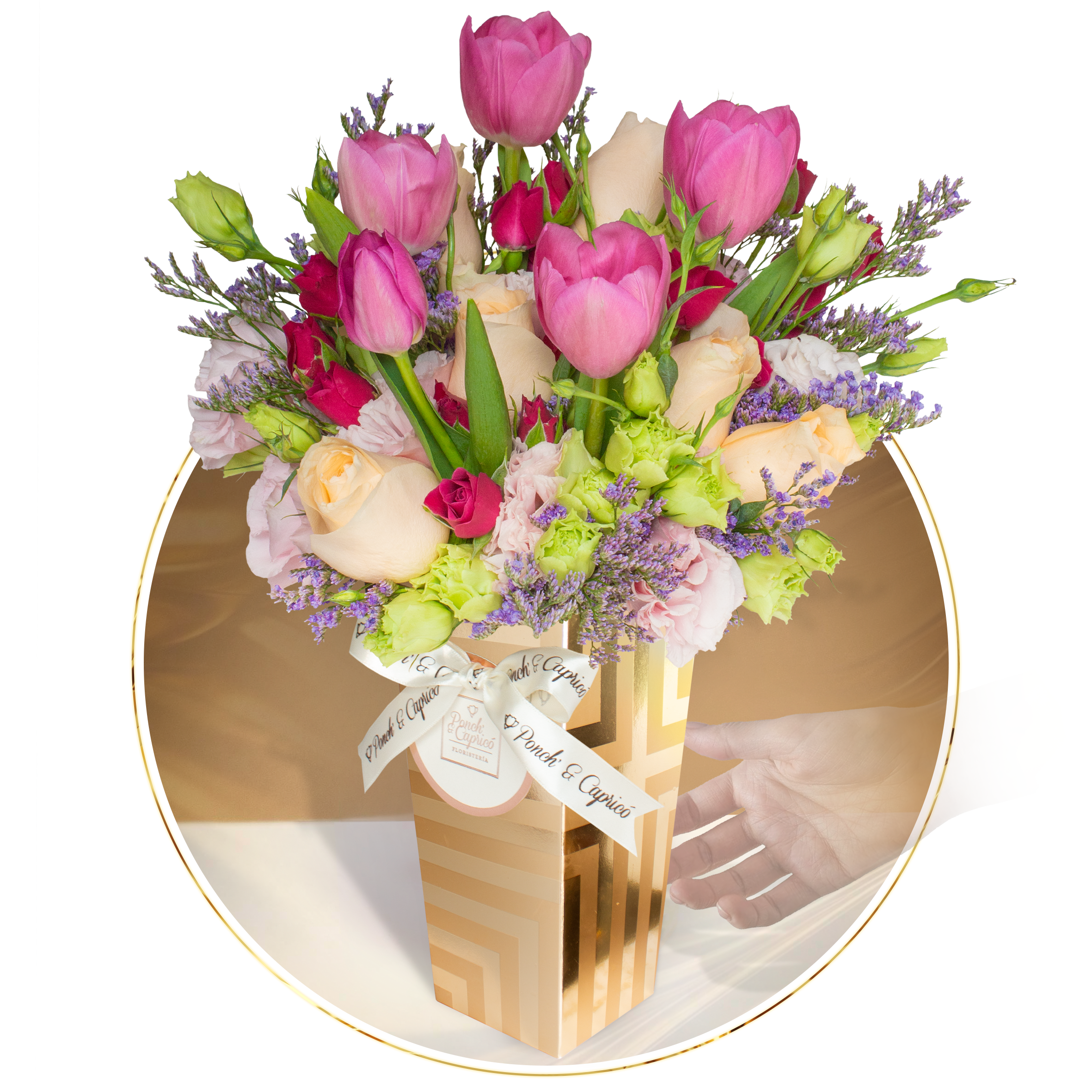 Arreglo Floral de Tulipanes, Rosas y Lisianthus - Envia Flores CDMX