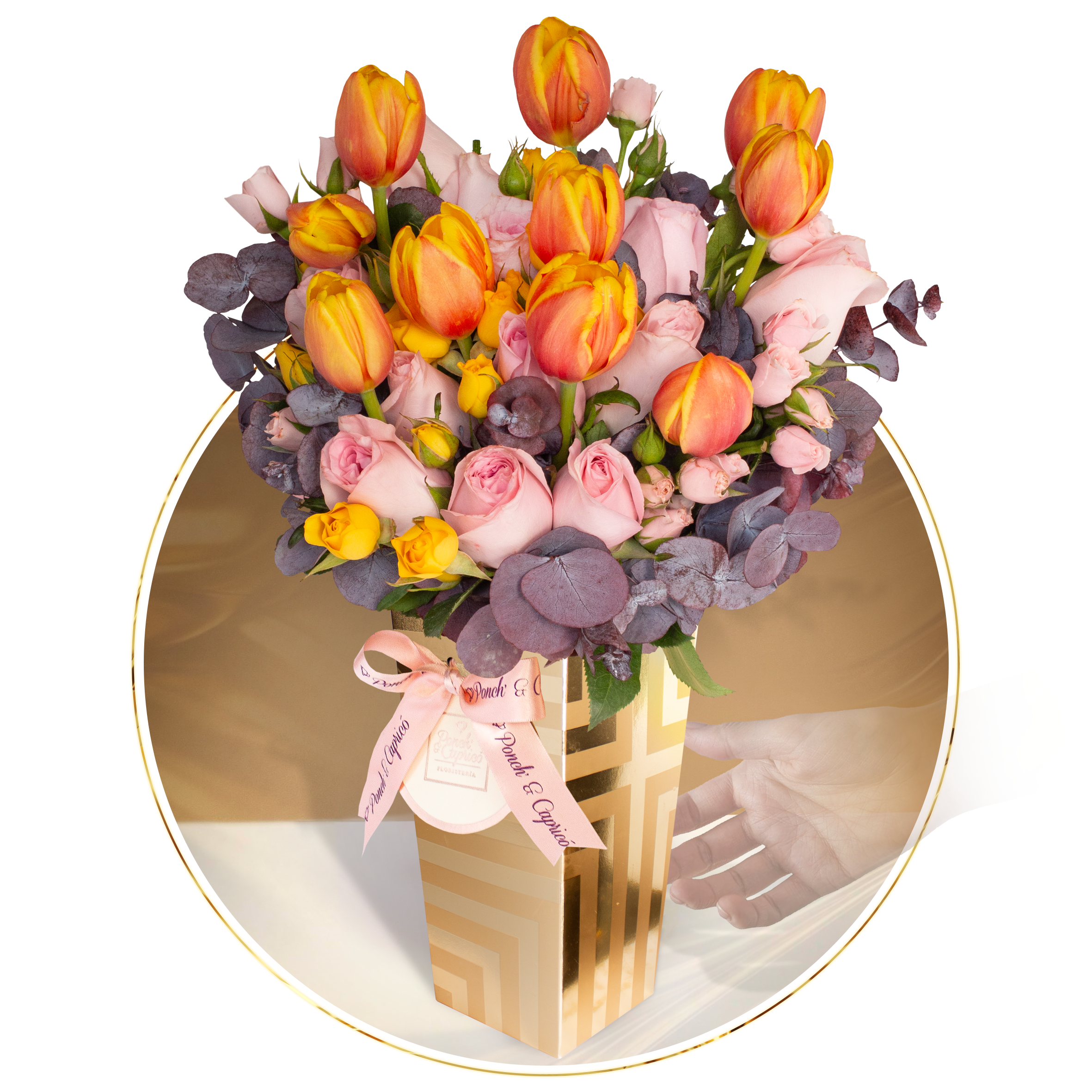 Arreglo Floral de Tulipanes, Rosas y Mini Rosas - Envía flores gratis en CDMX