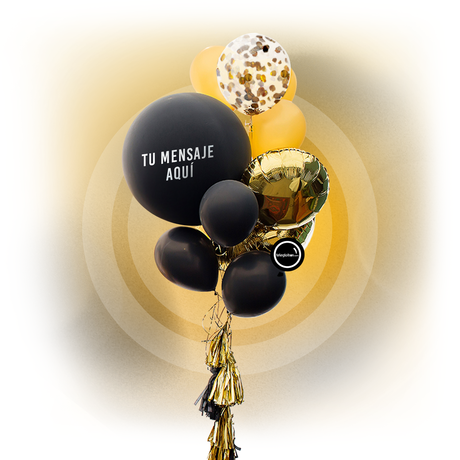 Torre de globos con helio con esfera grande de 24" (60cm diámetro) | Globos y Regalos Teleglobos.com.mx.