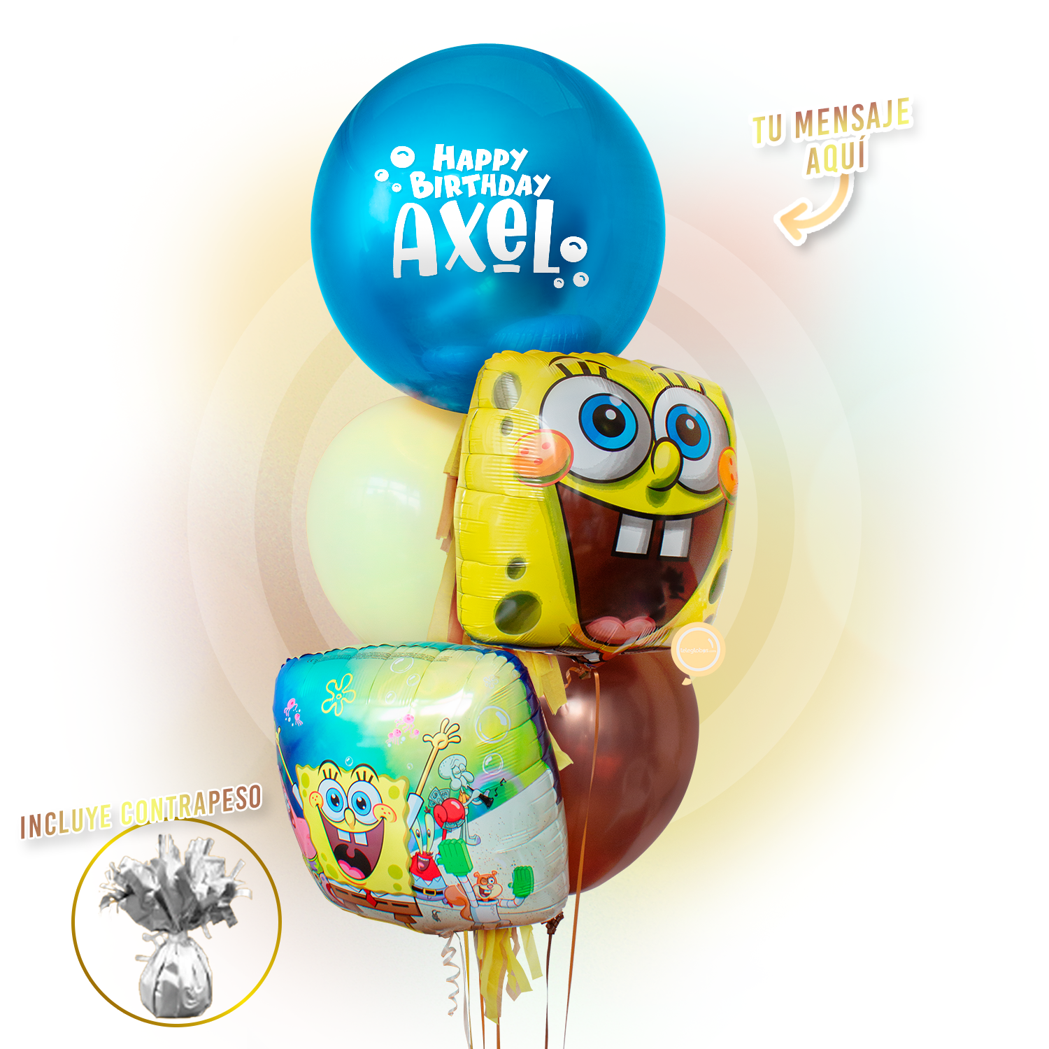Bunch de Globos Inflados con Helio -Bob Esponja-