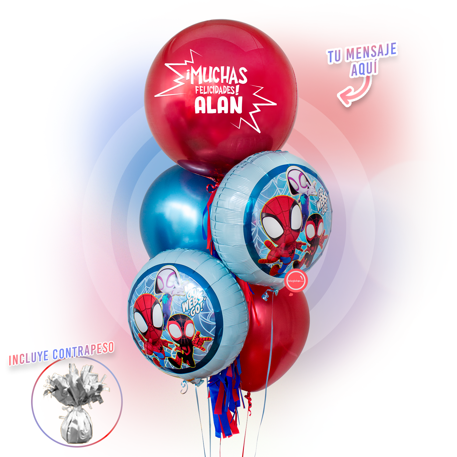 Bunch de Globos Inflados con Helio -Into the Spider-Verse-