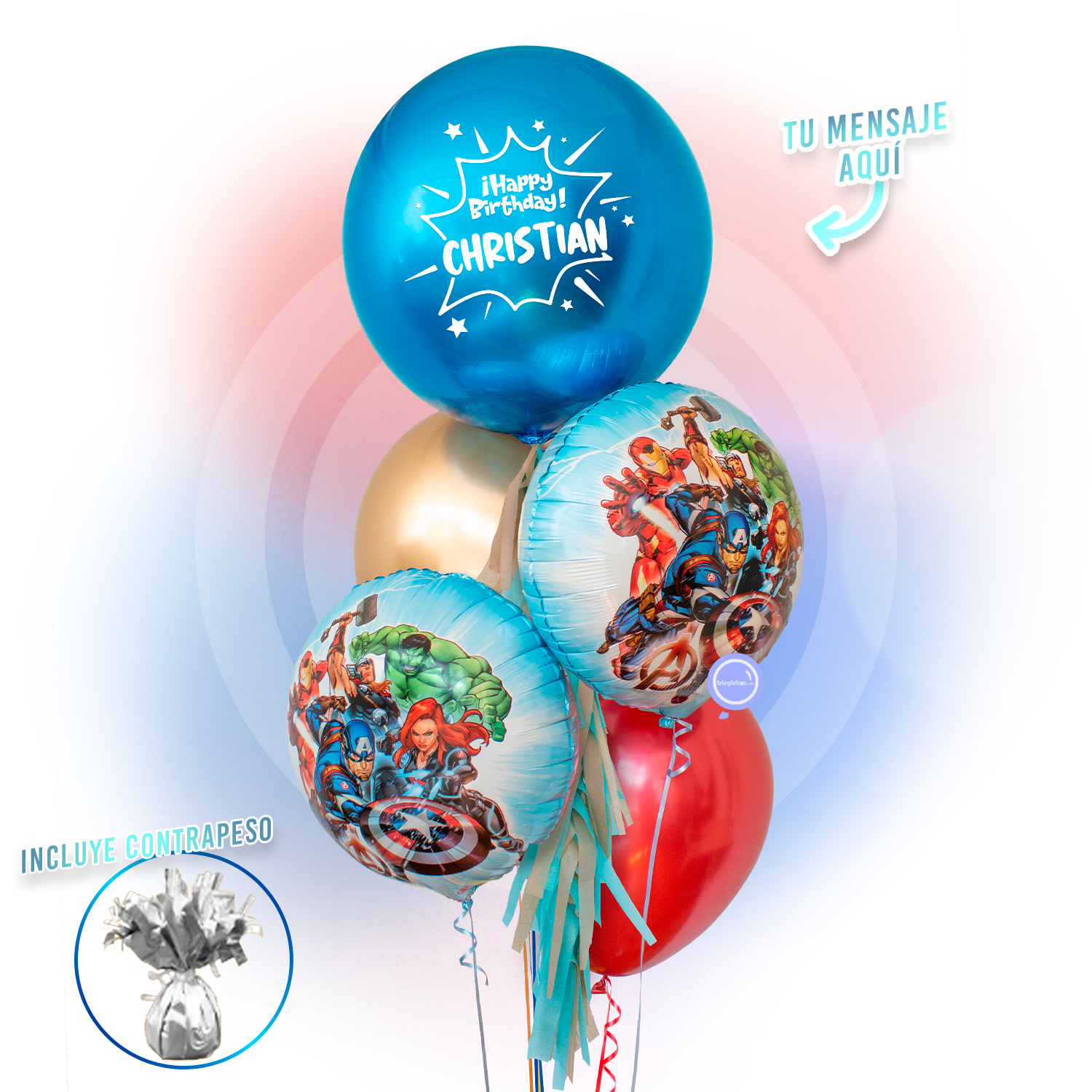 Bunch de Globos Inflados con Helio -Avengers-