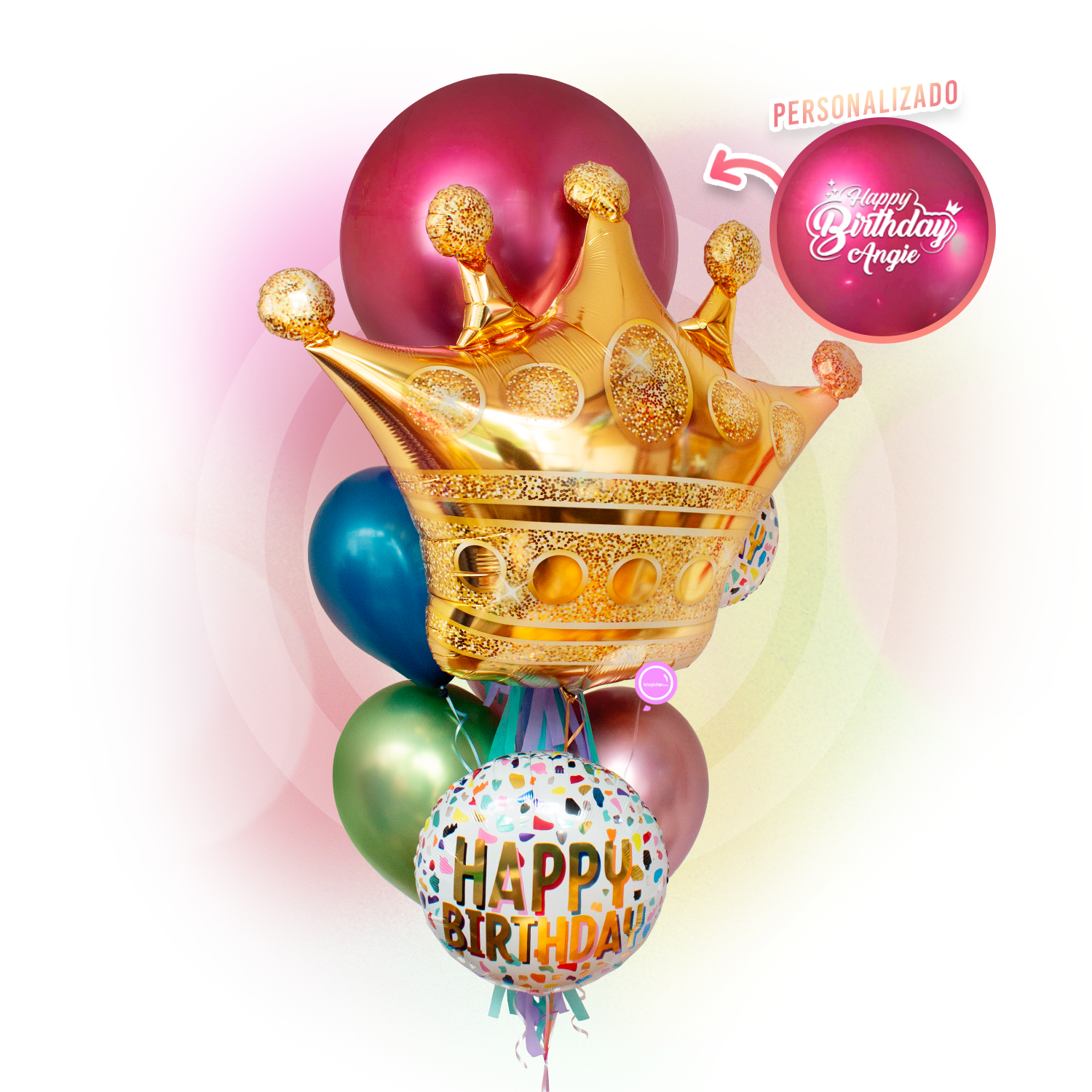Bunch de Globos Inspira -Corona Dorada-