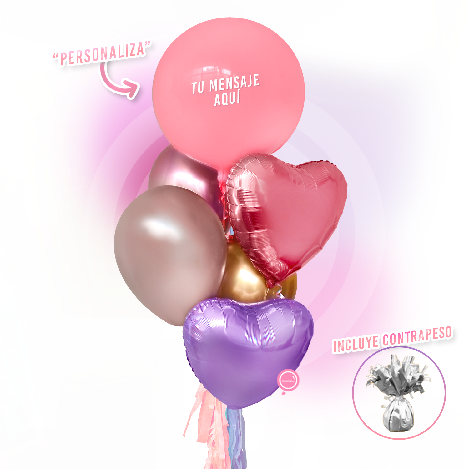 Bunch de Globos con Helio personalizado - Happy Birthday -