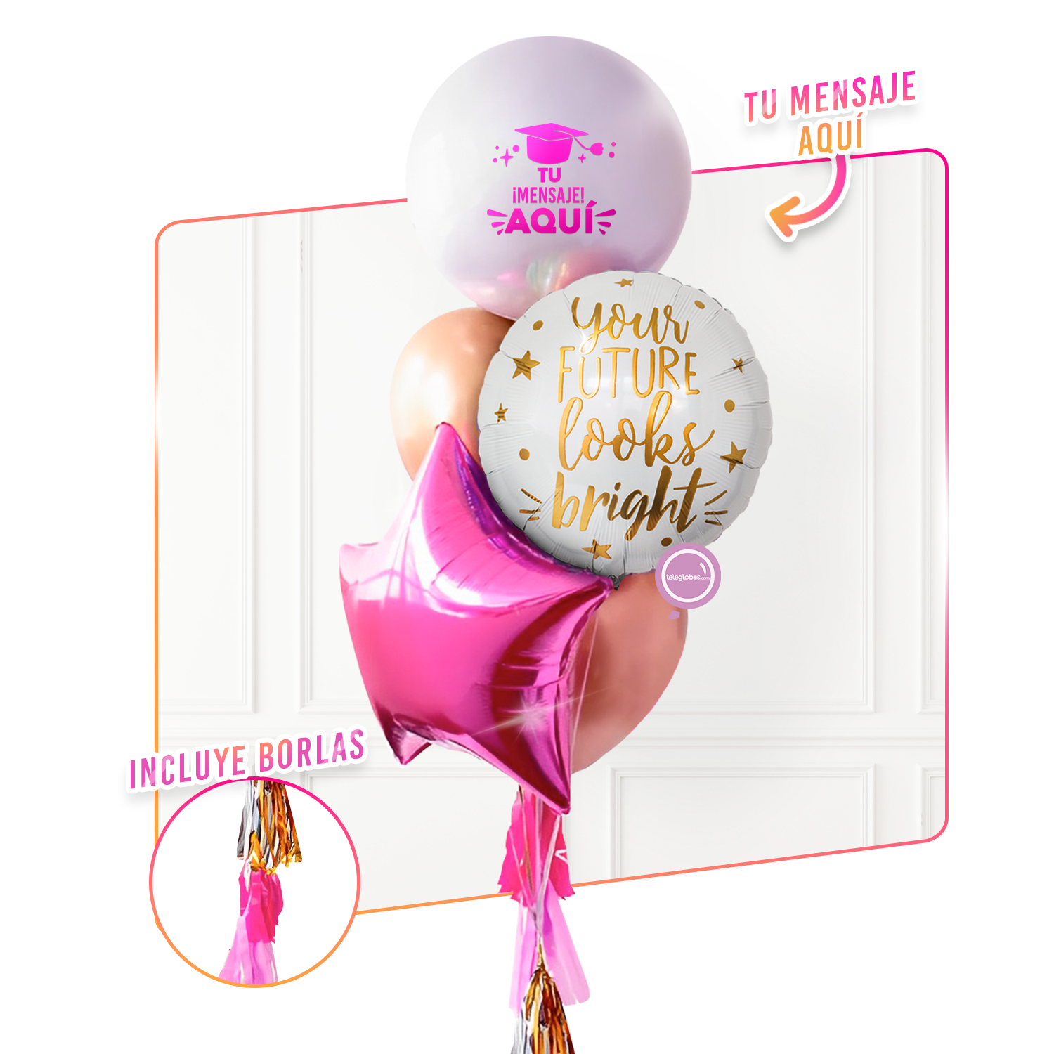 Bunch de Globos para Graduación - Your future looks bright -
