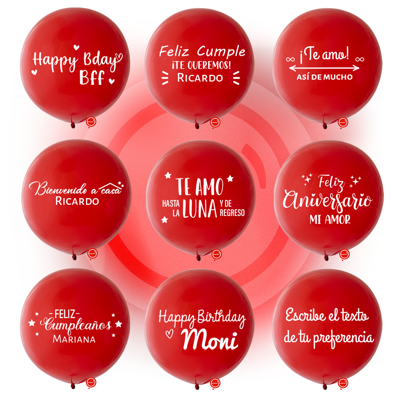 Globo Rojo 24" personalizado + 4 Fotos | Globos y Regalos Teleglobos.com.mx.