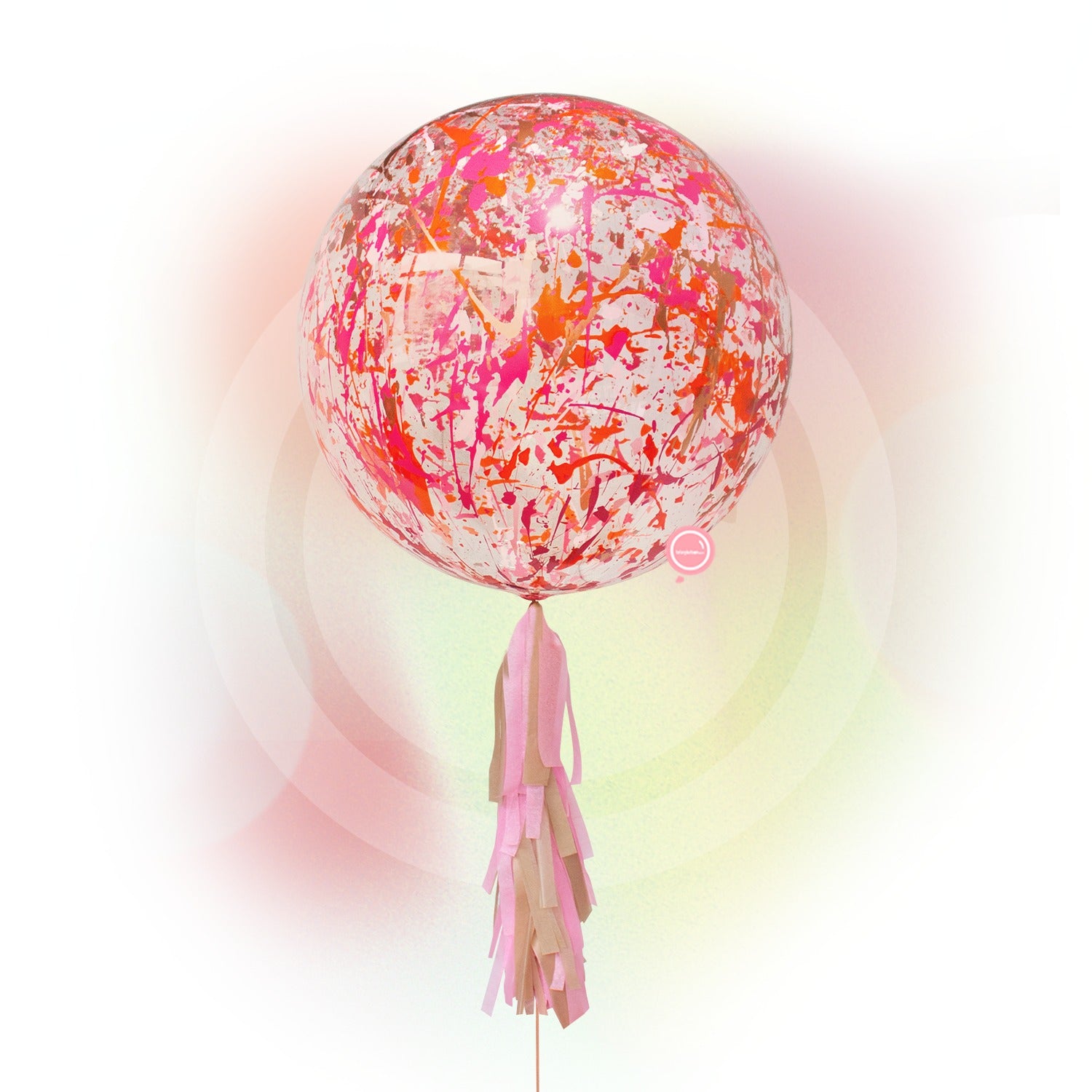 Globo Burbuja de 24" con Pintura Naranja, Rosa, Fucsia y Dorado