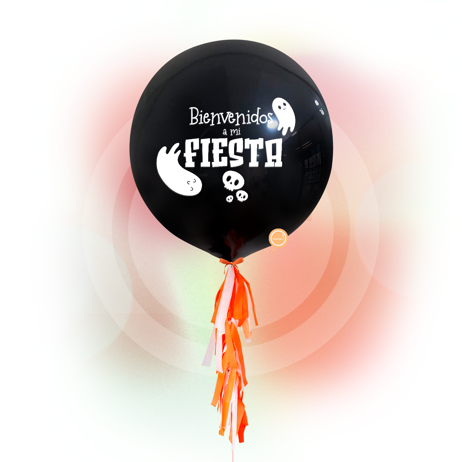 Globo Fashion Negro Personalizado de 24 -Ghost Boo!- Inflado con Helio