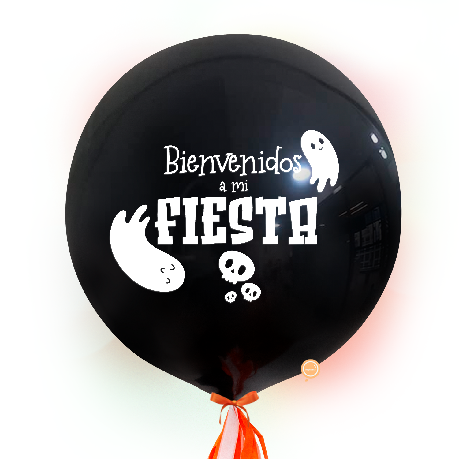 Globo Fashion Negro Personalizado de 24 -Ghost Boo!- Inflado con Helio