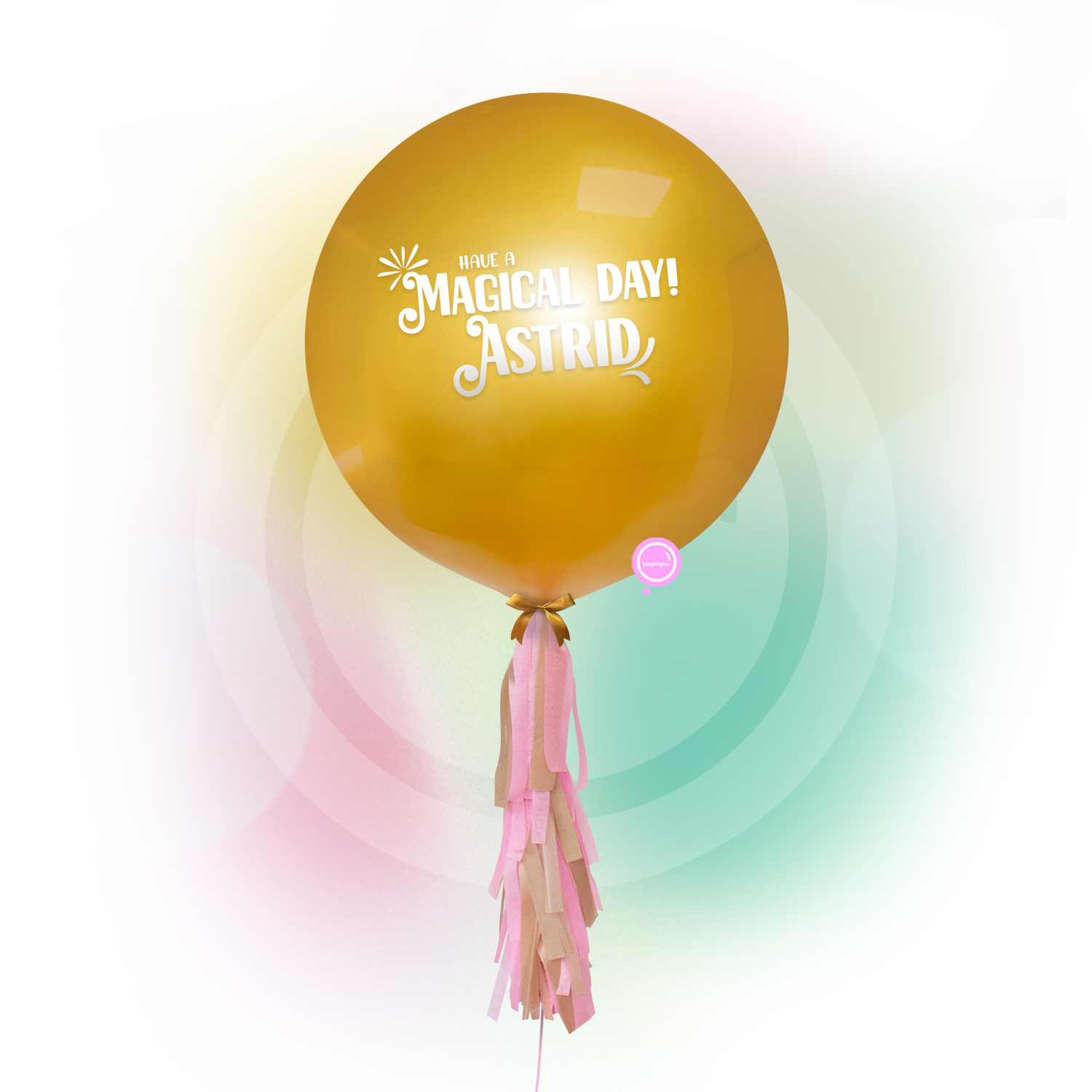 Globo Personalizado Látex Cromado de 24 Dorado Metálico Inflado con Helio