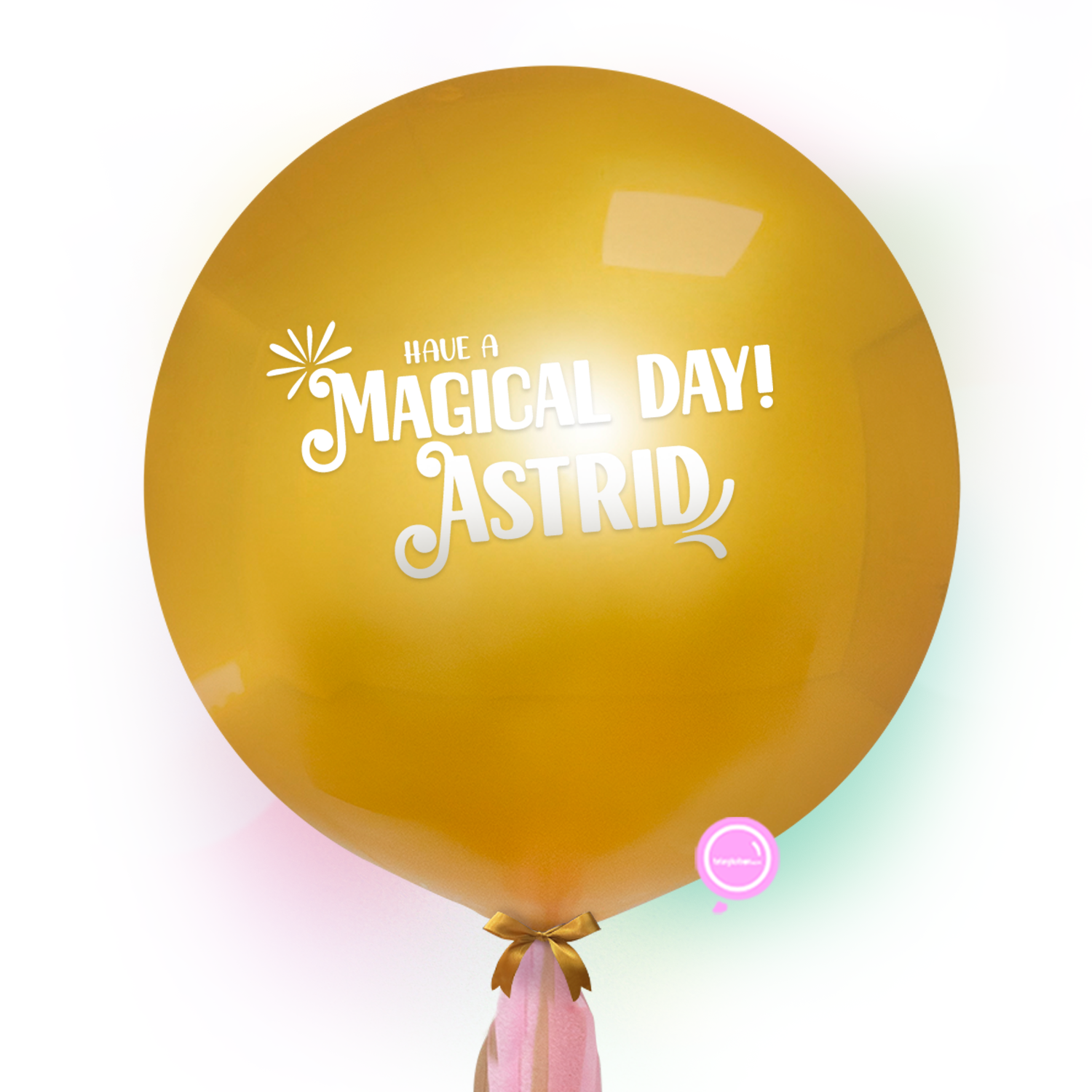 Globo Personalizado Látex Cromado de 24 Dorado Metálico Inflado con Helio