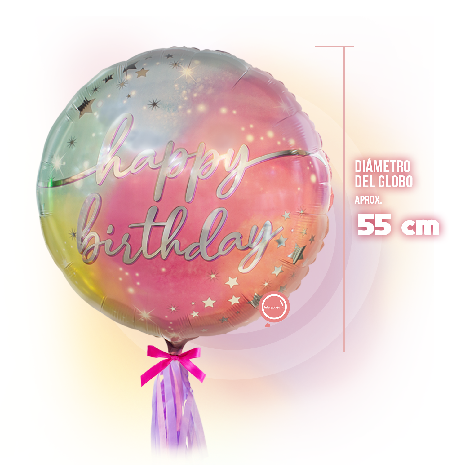 Globo Metálico Super Shape de 32" - Luminous Birthday - medida