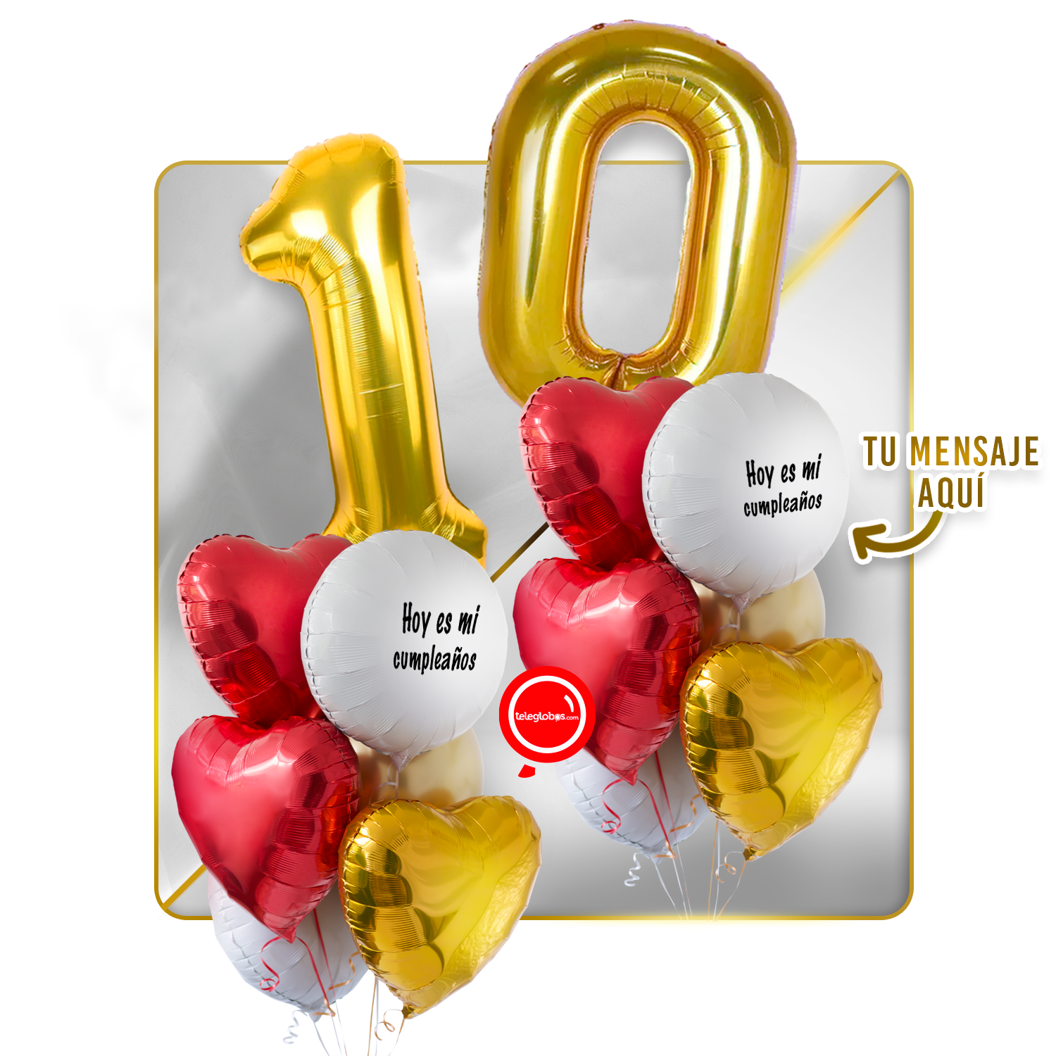 Kit Celebra -Love and Gold- Globos de Helio