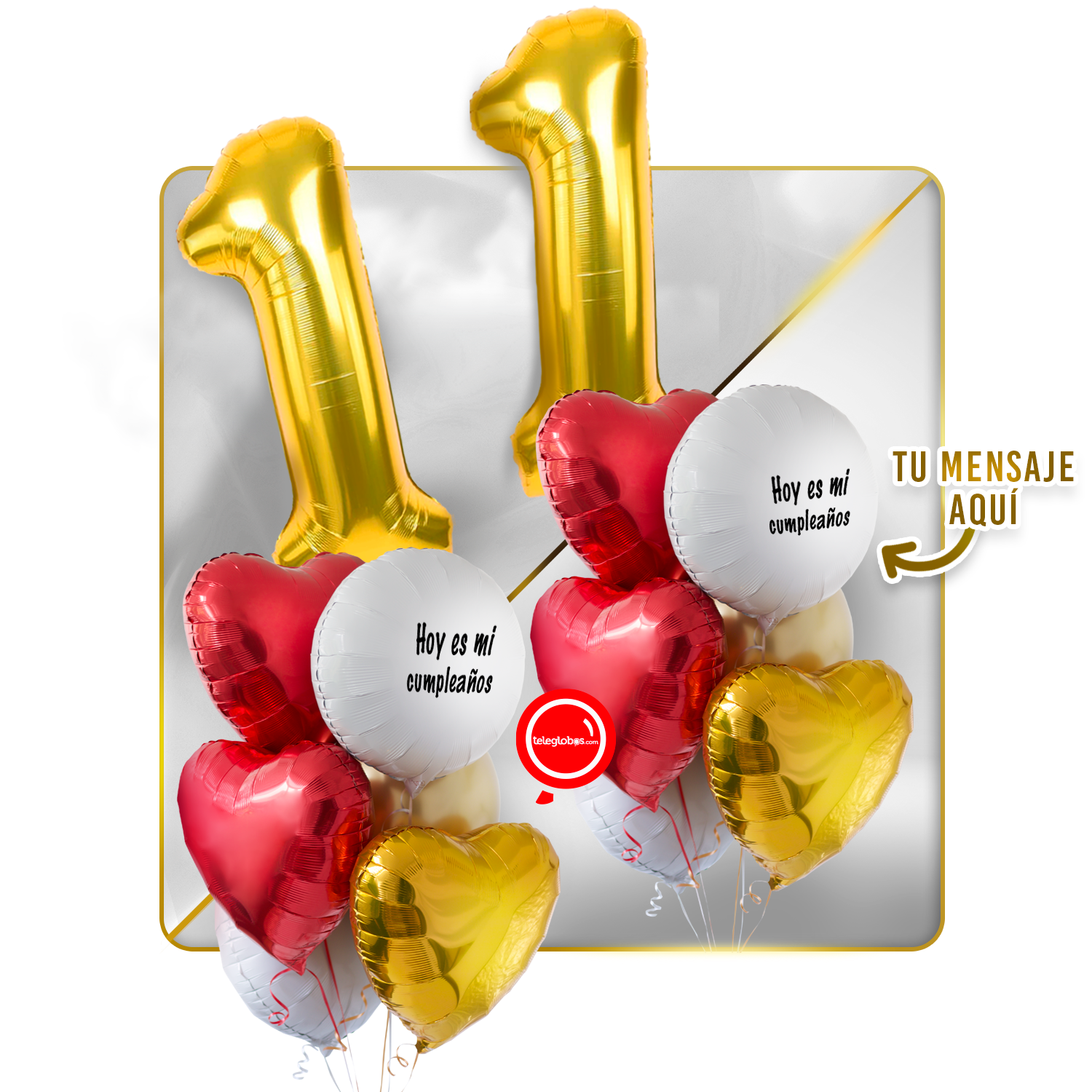 Kit Celebra -Love and Gold- Globos de Helio