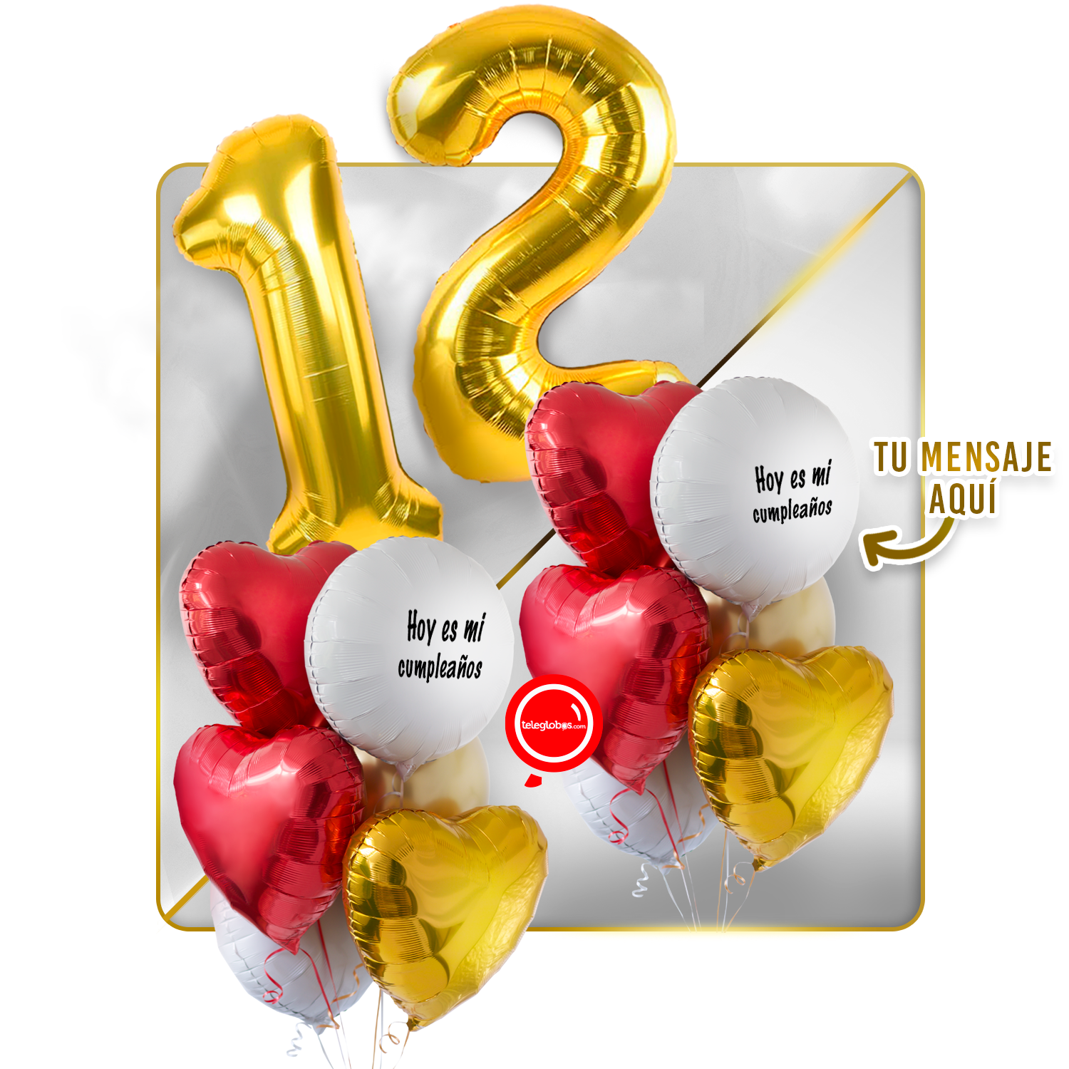 Kit Celebra -Love and Gold- Globos de Helio