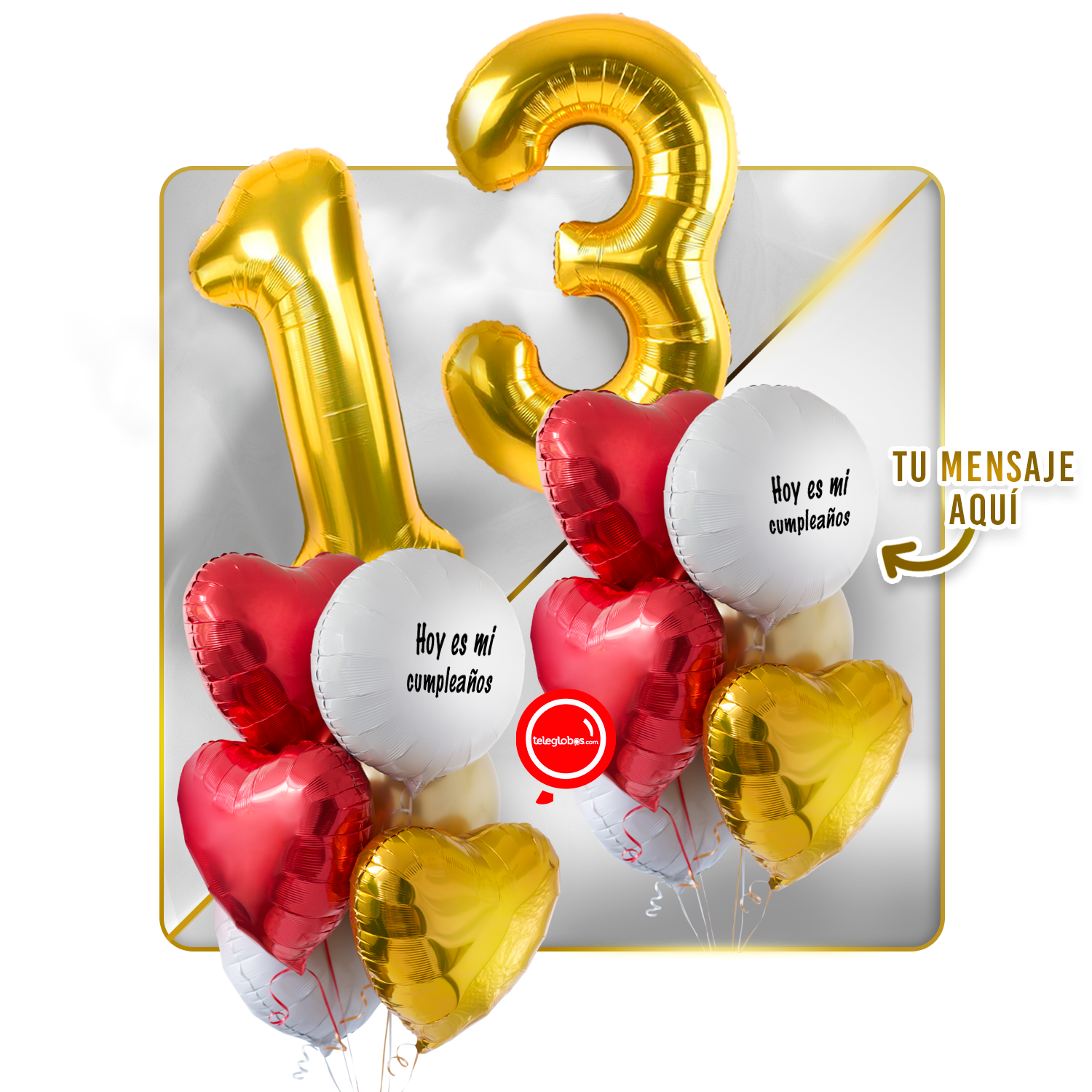 Kit Celebra -Love and Gold- Globos de Helio
