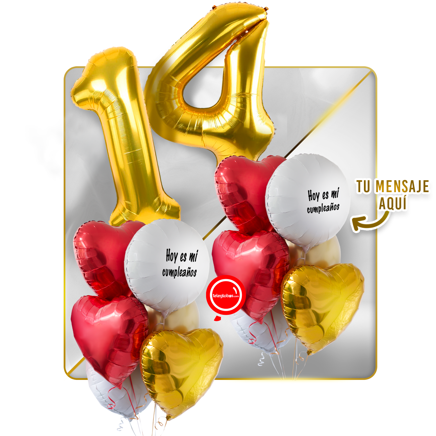 Kit Celebra -Love and Gold- Globos de Helio