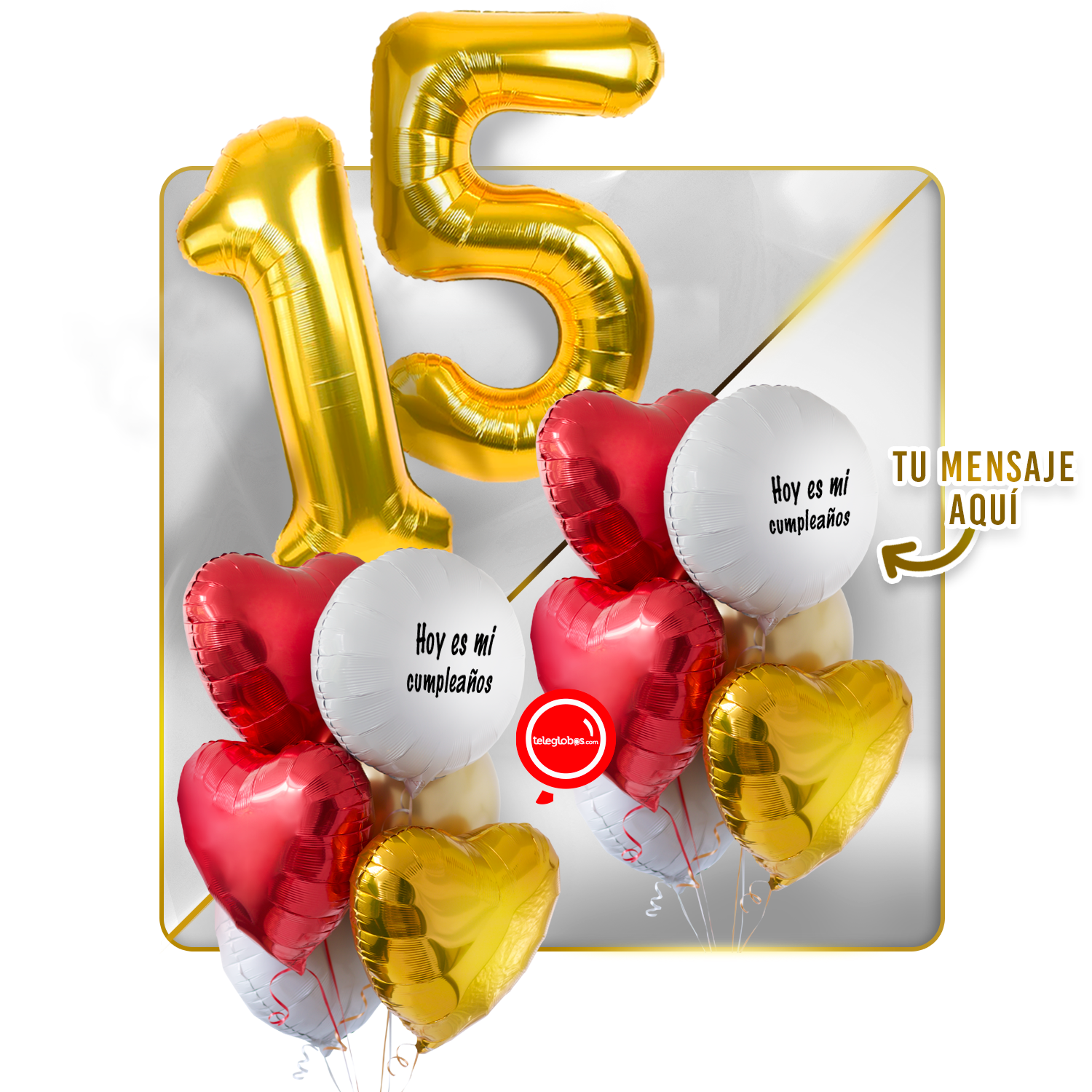 Kit Celebra -Love and Gold- Globos de Helio