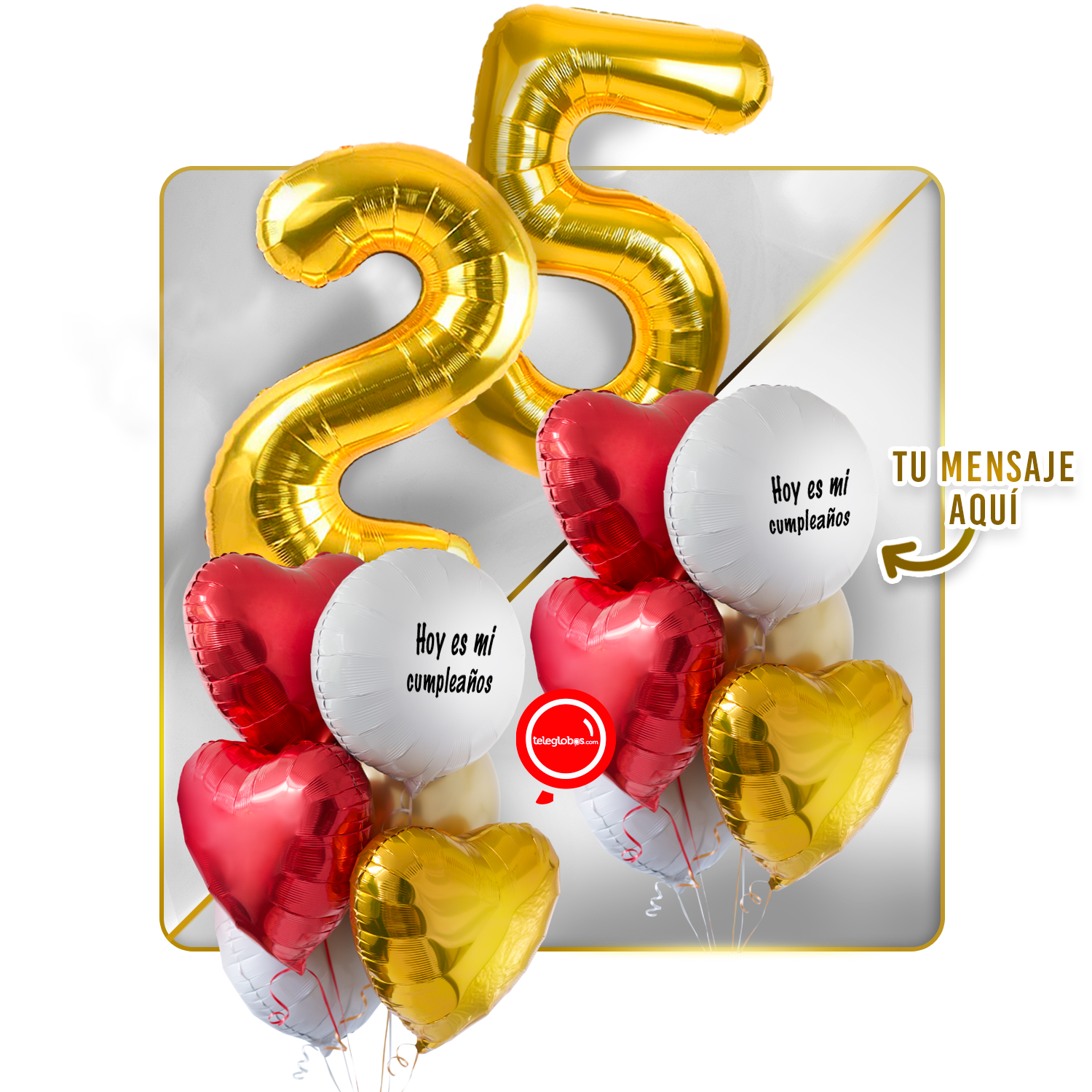 Kit Celebra -Love and Gold- Globos de Helio