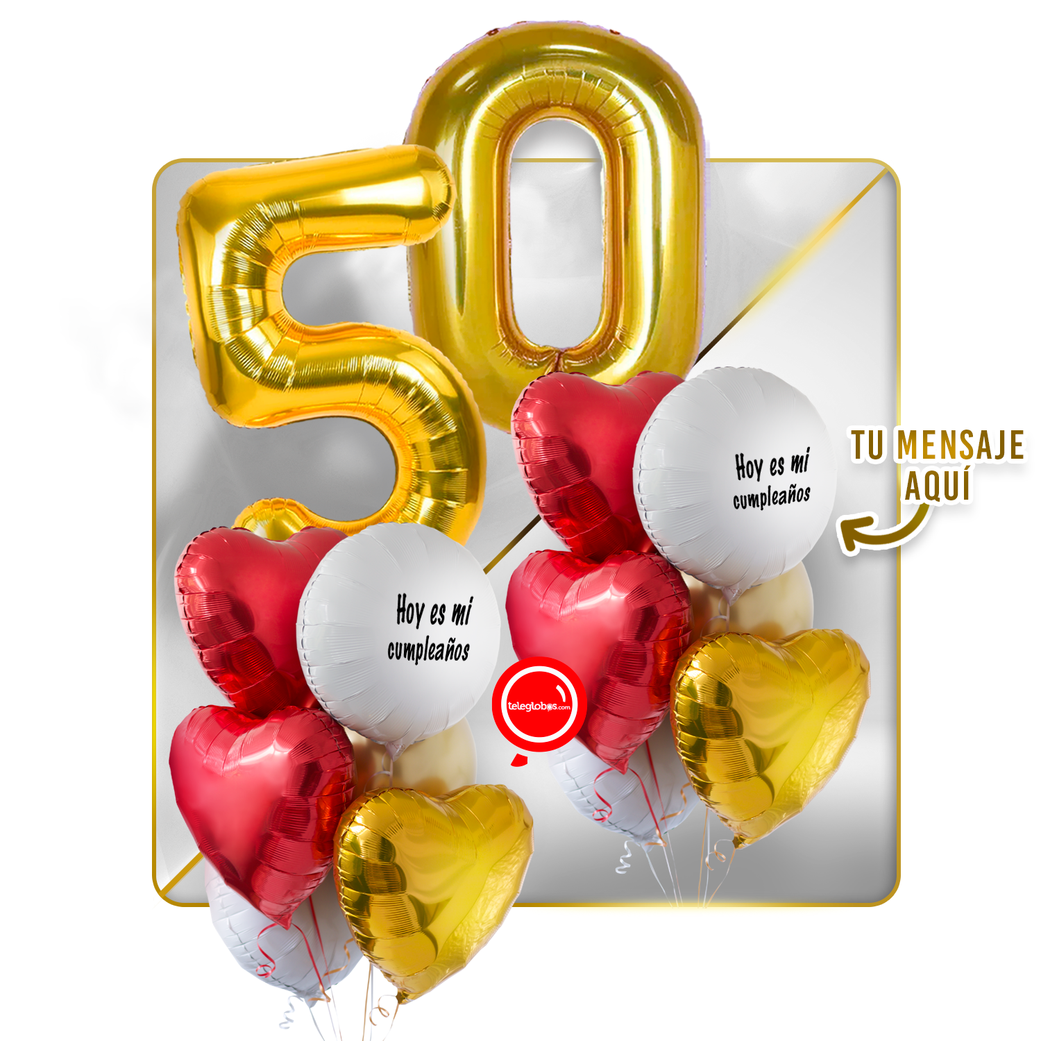 Kit Celebra -Love and Gold- Globos de Helio