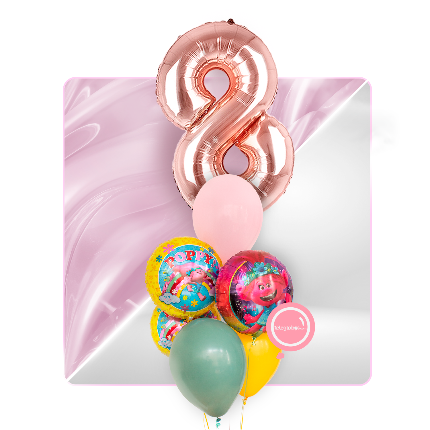 Kit Celebra -Trolls: Princesa Poppy- con Globos de Helio