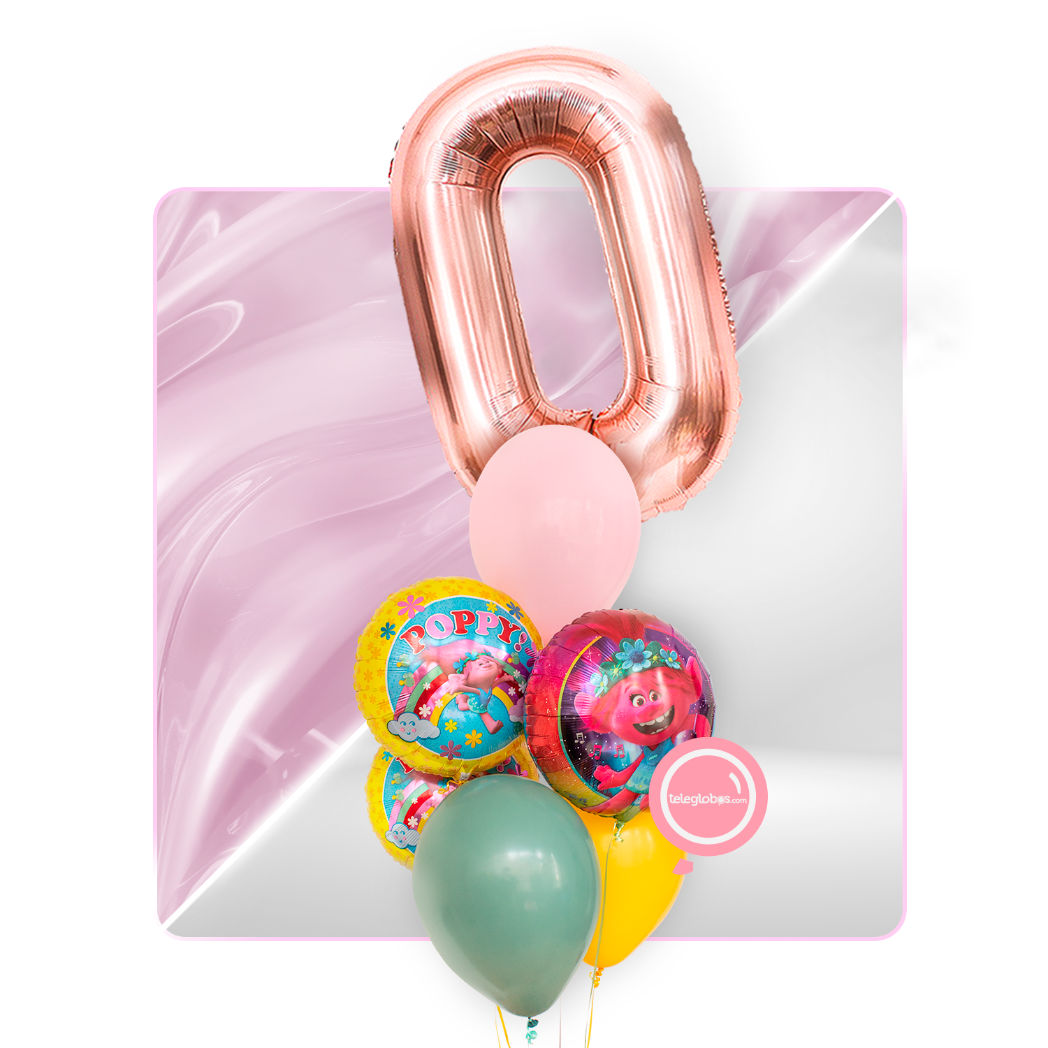 Kit Celebra -Trolls: Princesa Poppy- con Globos de Helio