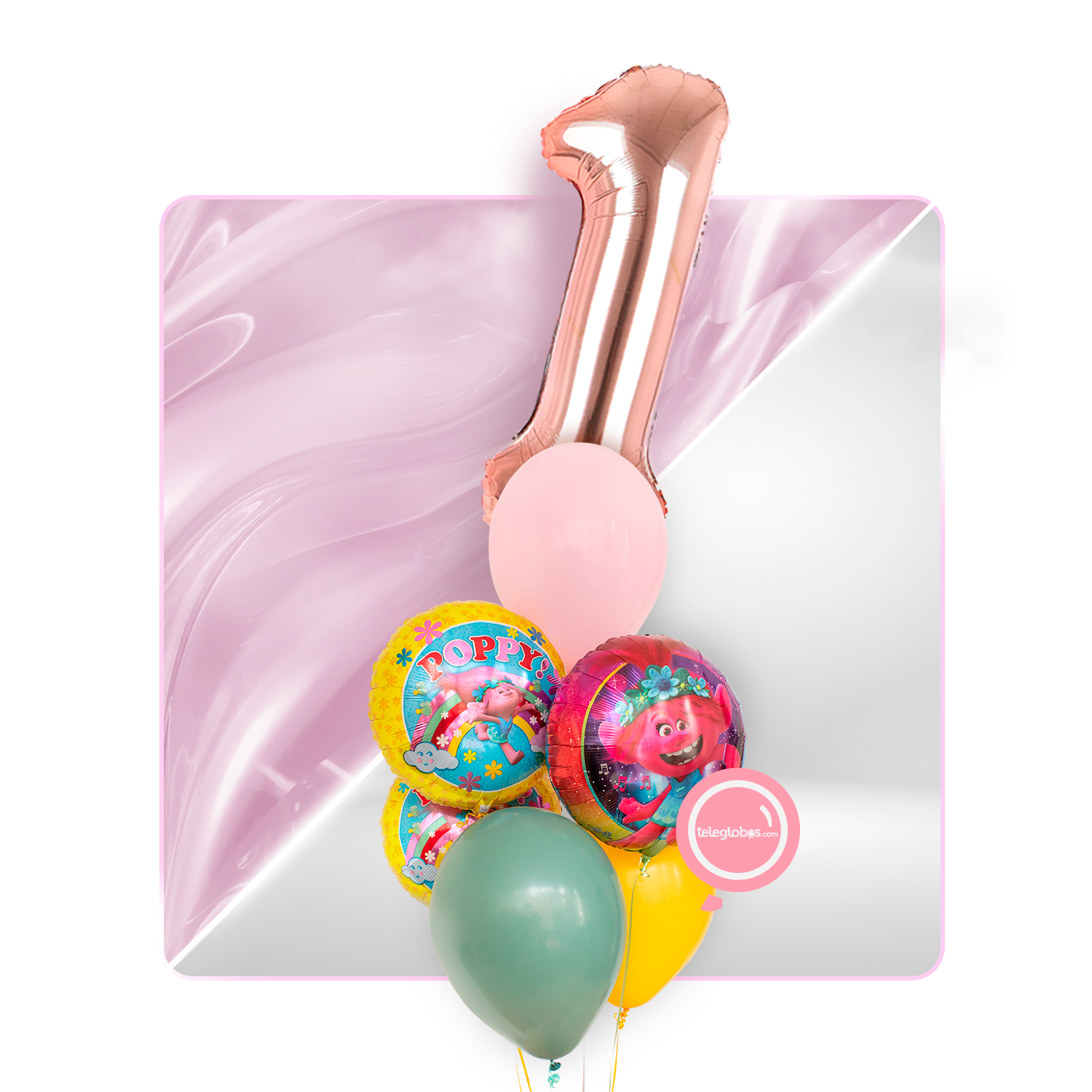 Kit Celebra -Trolls: Princesa Poppy- con Globos de Helio