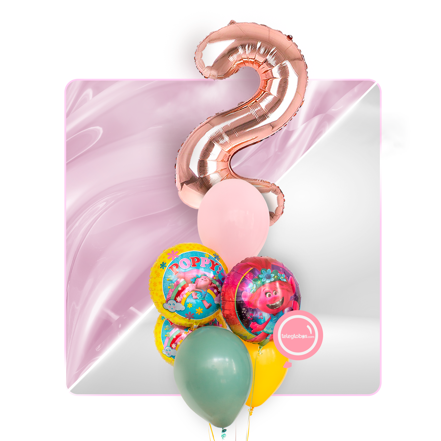 Kit Celebra -Trolls: Princesa Poppy- con Globos de Helio