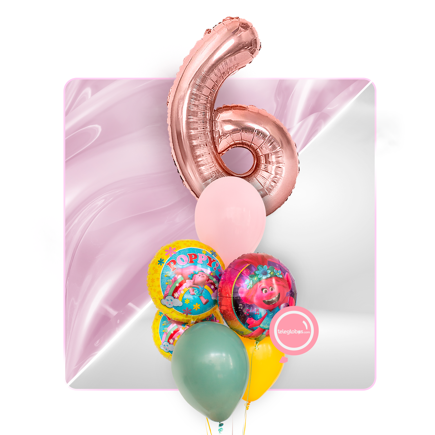 Kit Celebra -Trolls: Princesa Poppy- con Globos de Helio