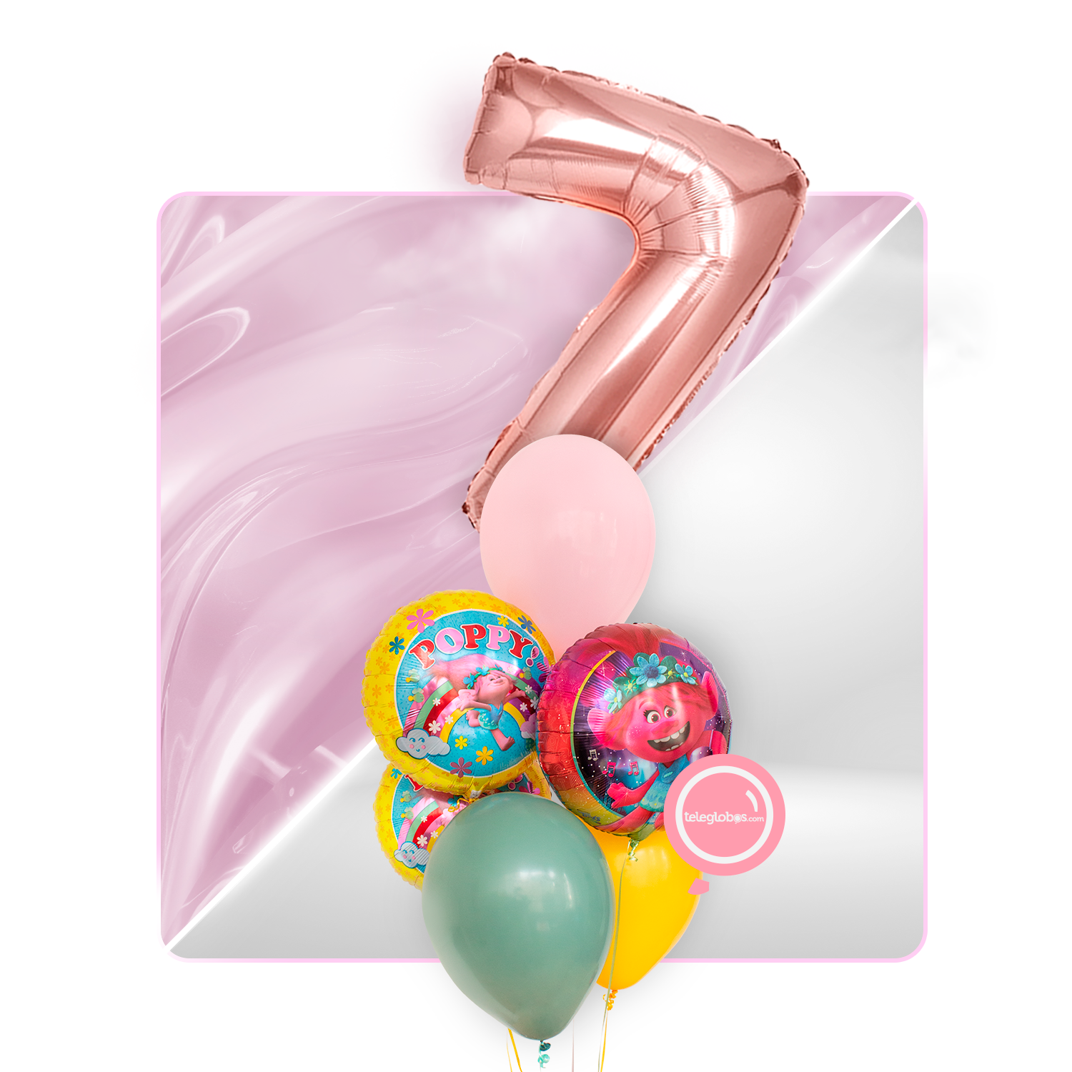 Kit Celebra -Trolls: Princesa Poppy- con Globos de Helio