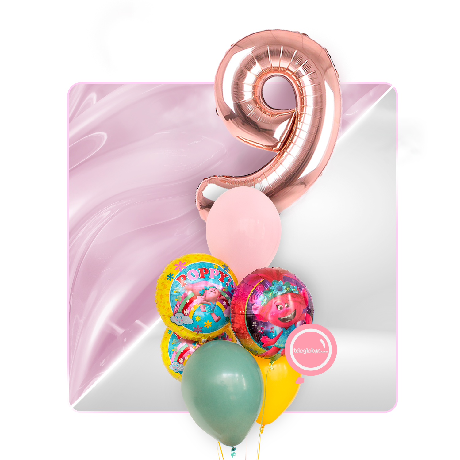 Kit Celebra -Trolls: Princesa Poppy- con Globos de Helio