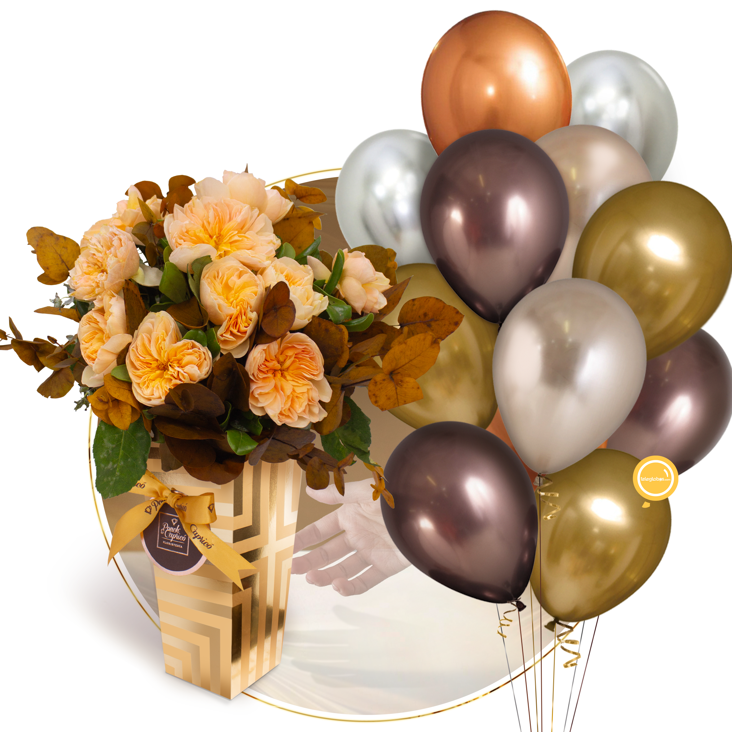 Floral arrangement of English roses melon -Lux002-