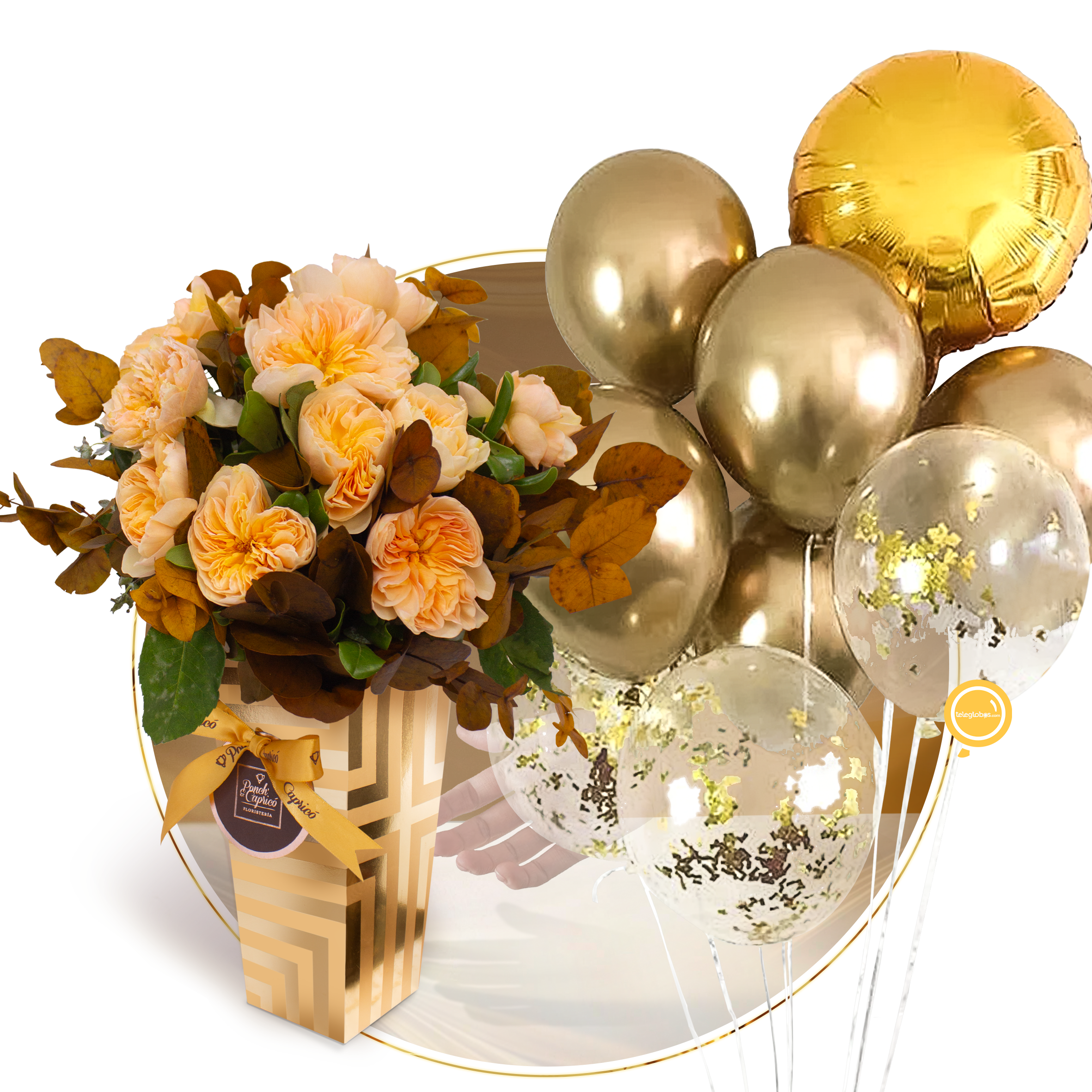 Floral arrangement of English roses melon -Lux002-