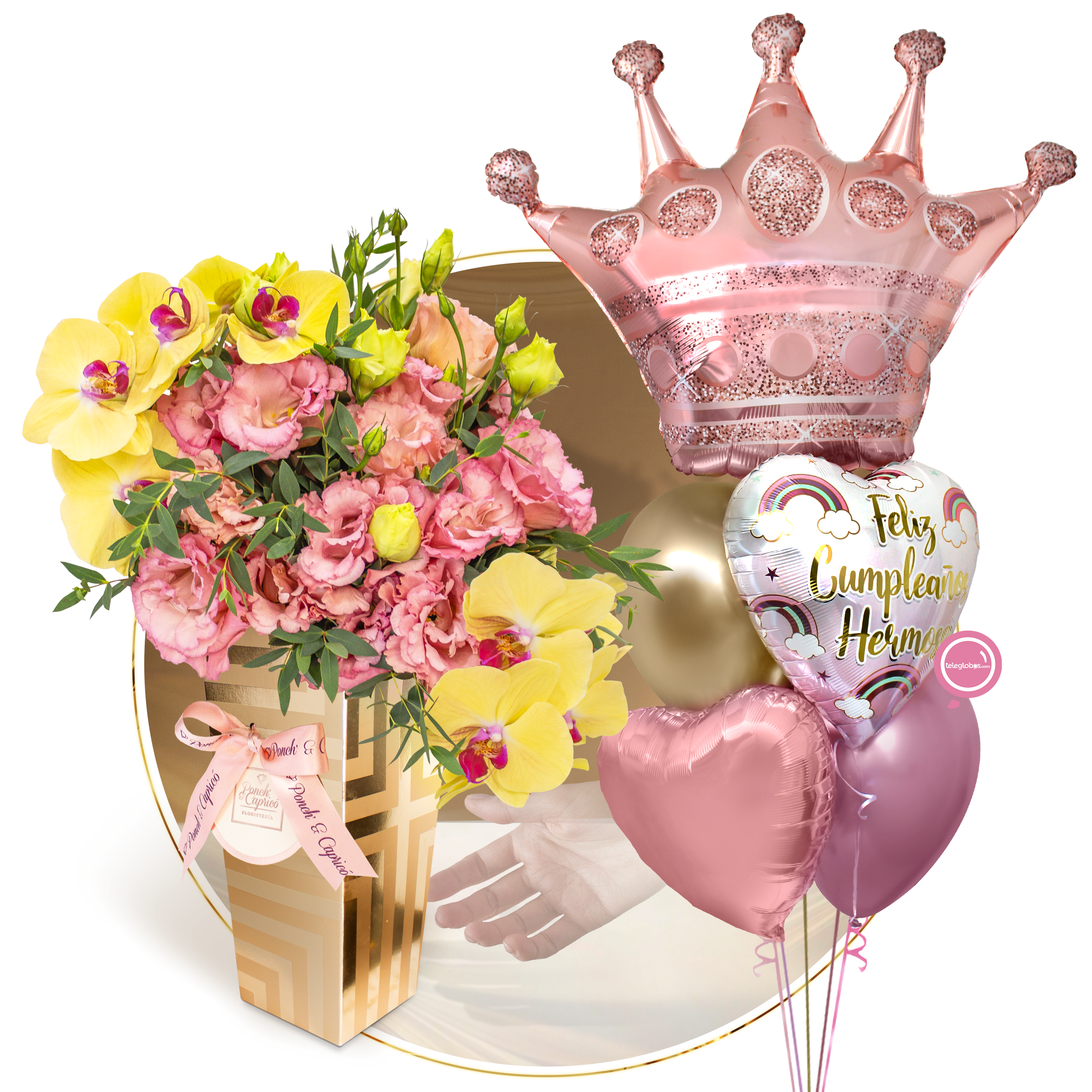 Floral arrangement of orchids and lisianthus -Lux003-