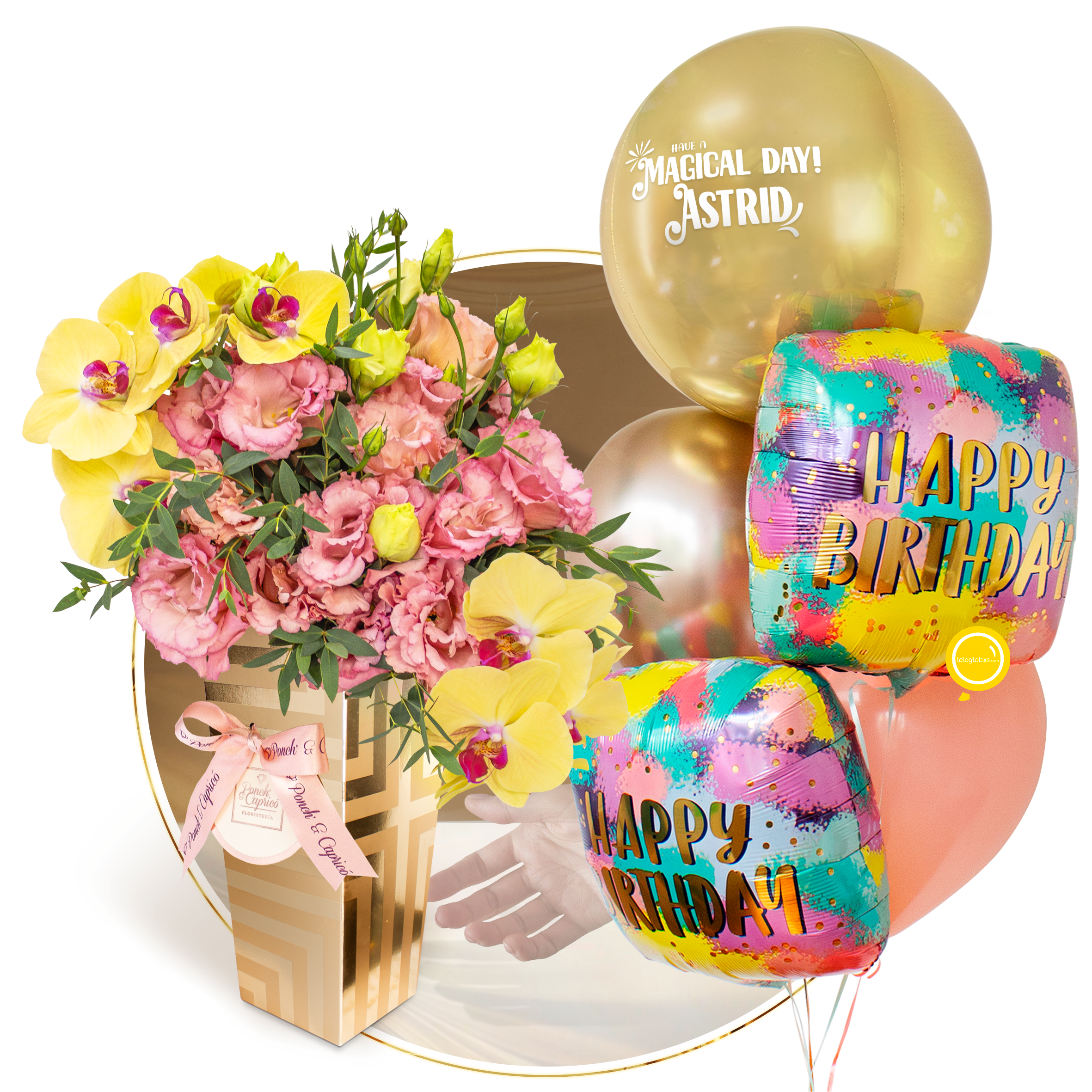 Floral arrangement of orchids and lisianthus -Lux003-