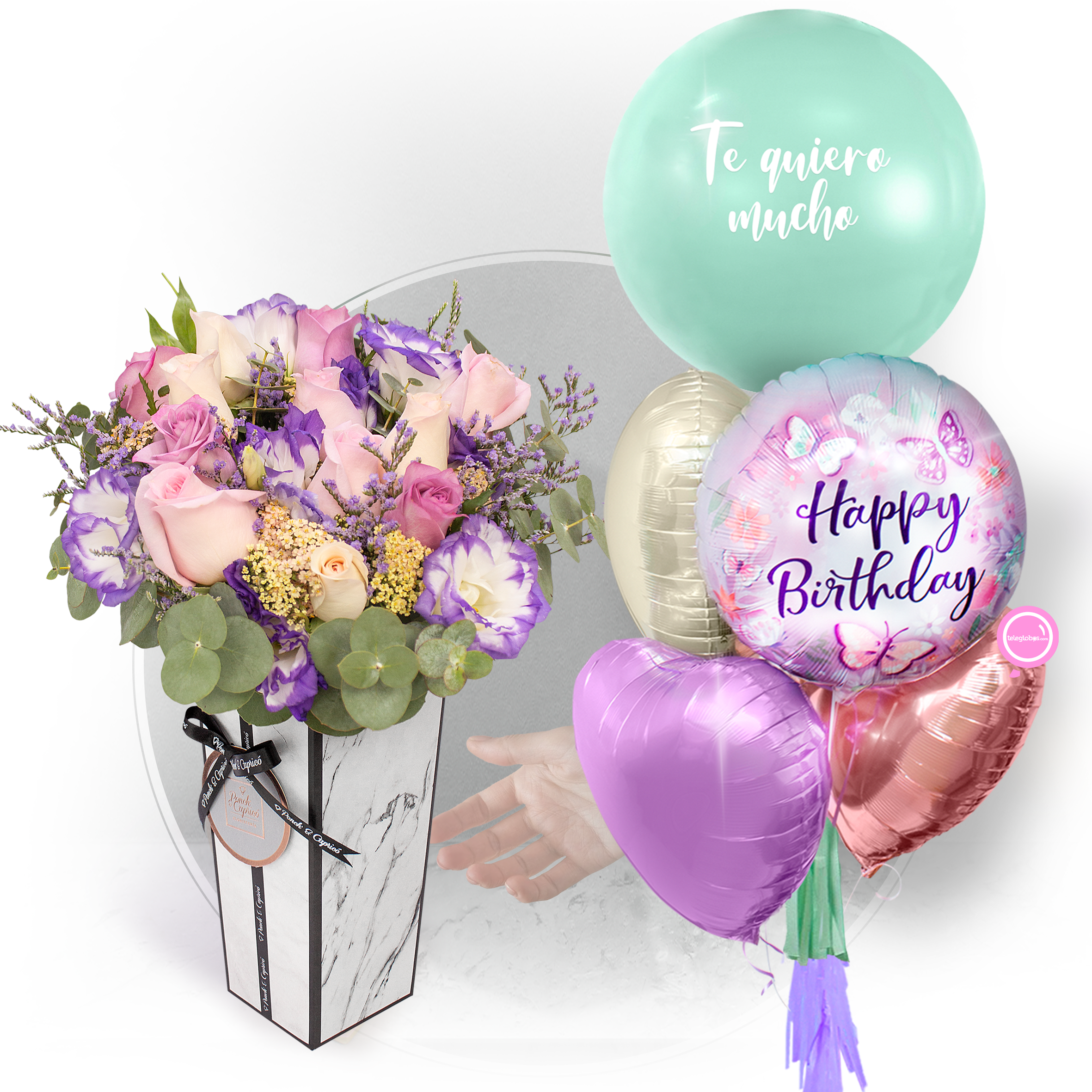 Arreglo de Rosas y Lisianthus - Mix Lila - MIL001