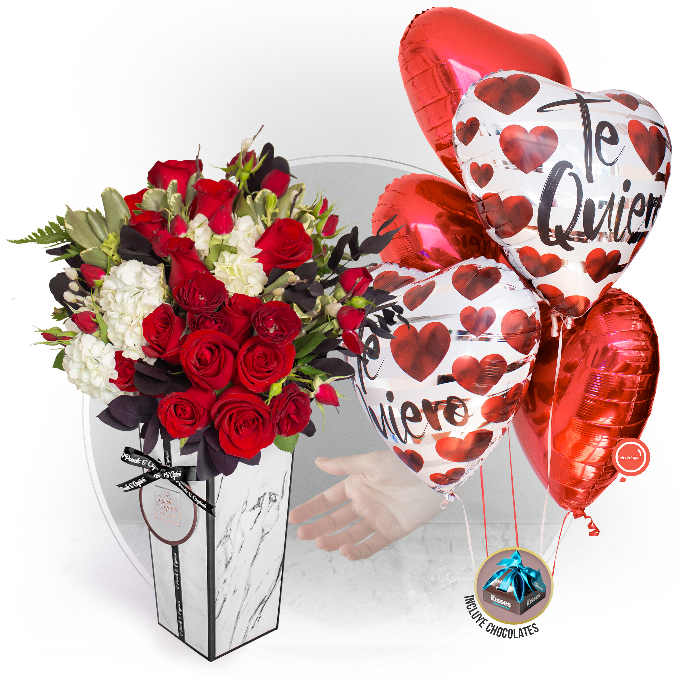 Ramo de Rosas Rojas y Hortensias - MIL003