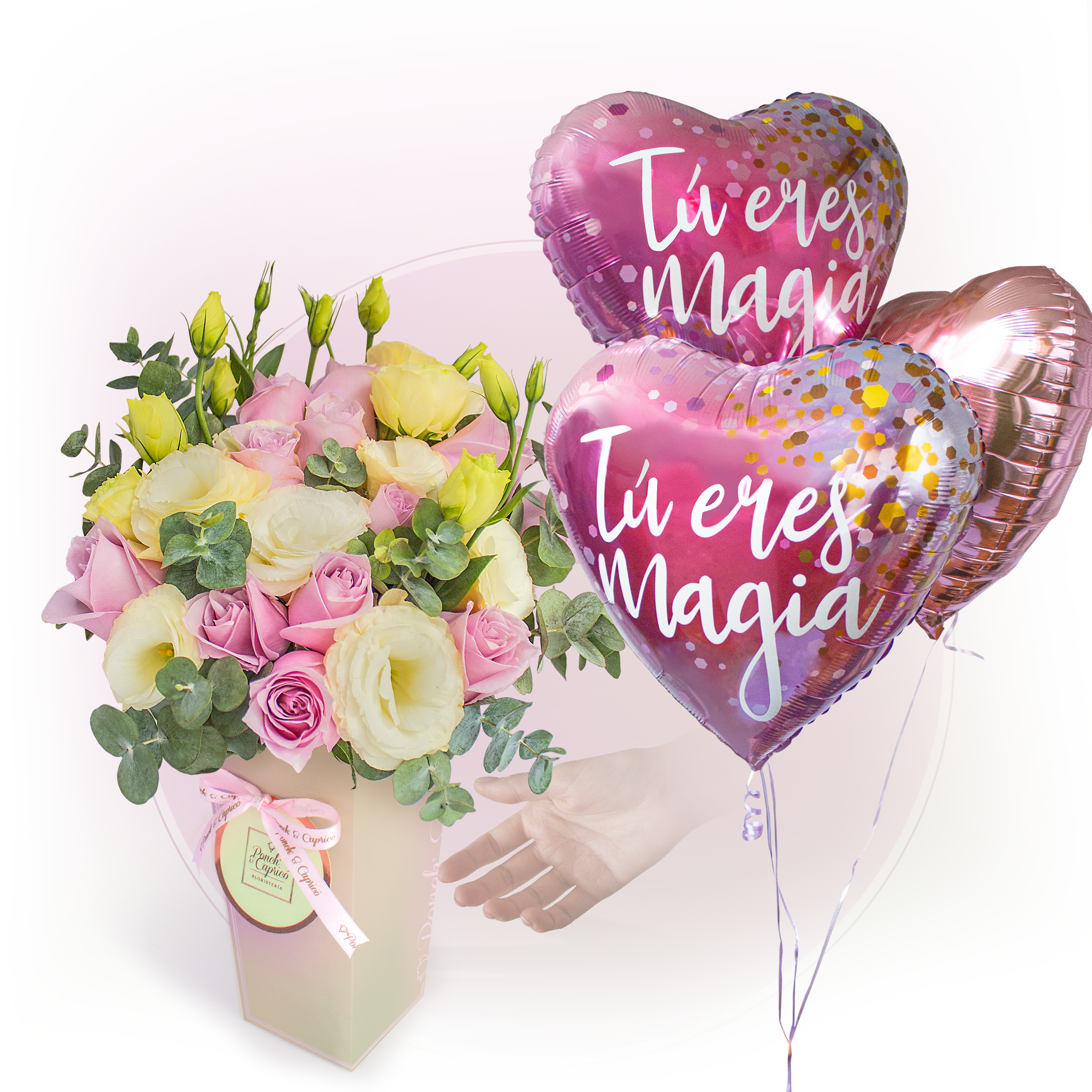 Ramo de Rosas Lilas y Lisianthus Crema - CAM002