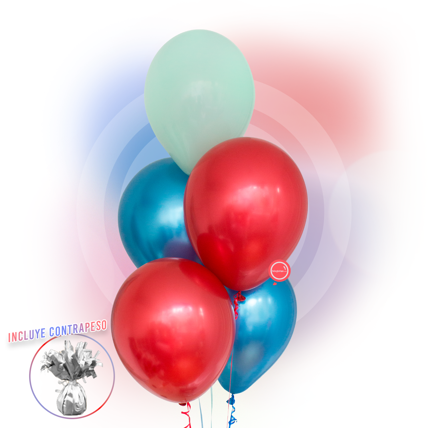 Torre de 5 Globos de Látex Extra Premium de 11" Inflados con Helio -Spiderman & Friends-