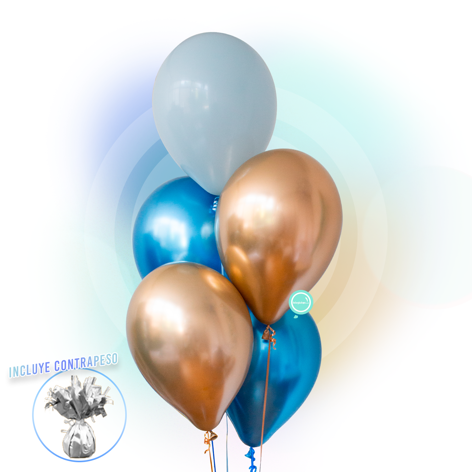 Torre de 5 Globos de Látex Extra Premium de 11 Inflados con Helio -Bluey & Bingo-