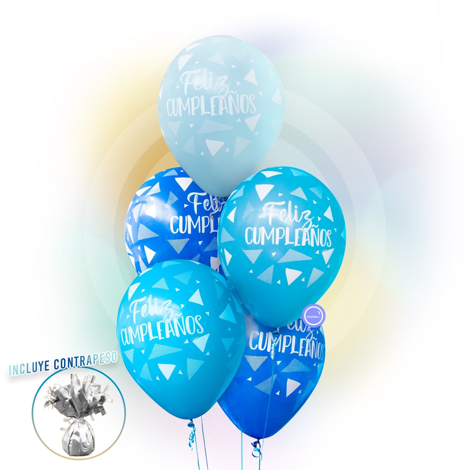 Torre de 5 Globos de Látex Impreso Extra Premium de 11 Inflados con Helio -Happy Birthday-