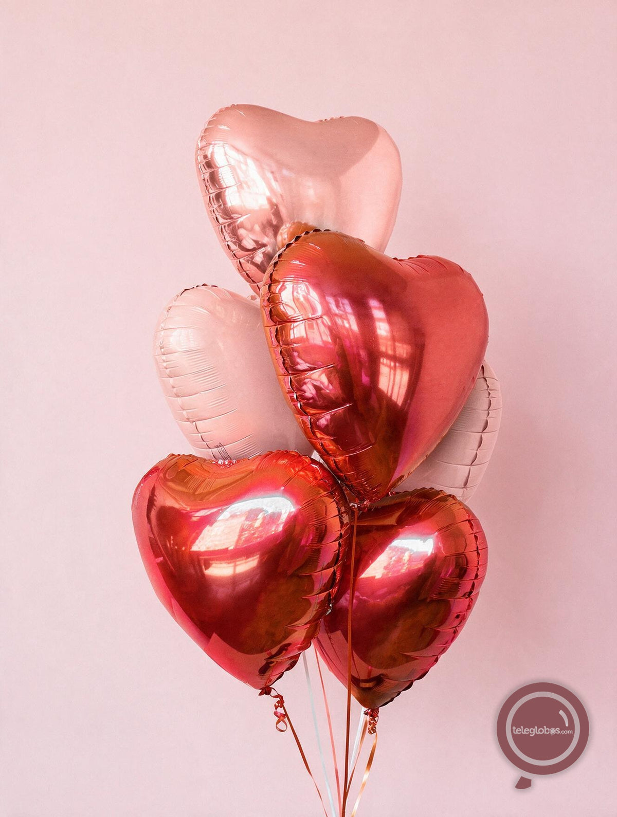 Bouquet de Globos de Amor - Media Docena de Corazones Rojos y Rosas