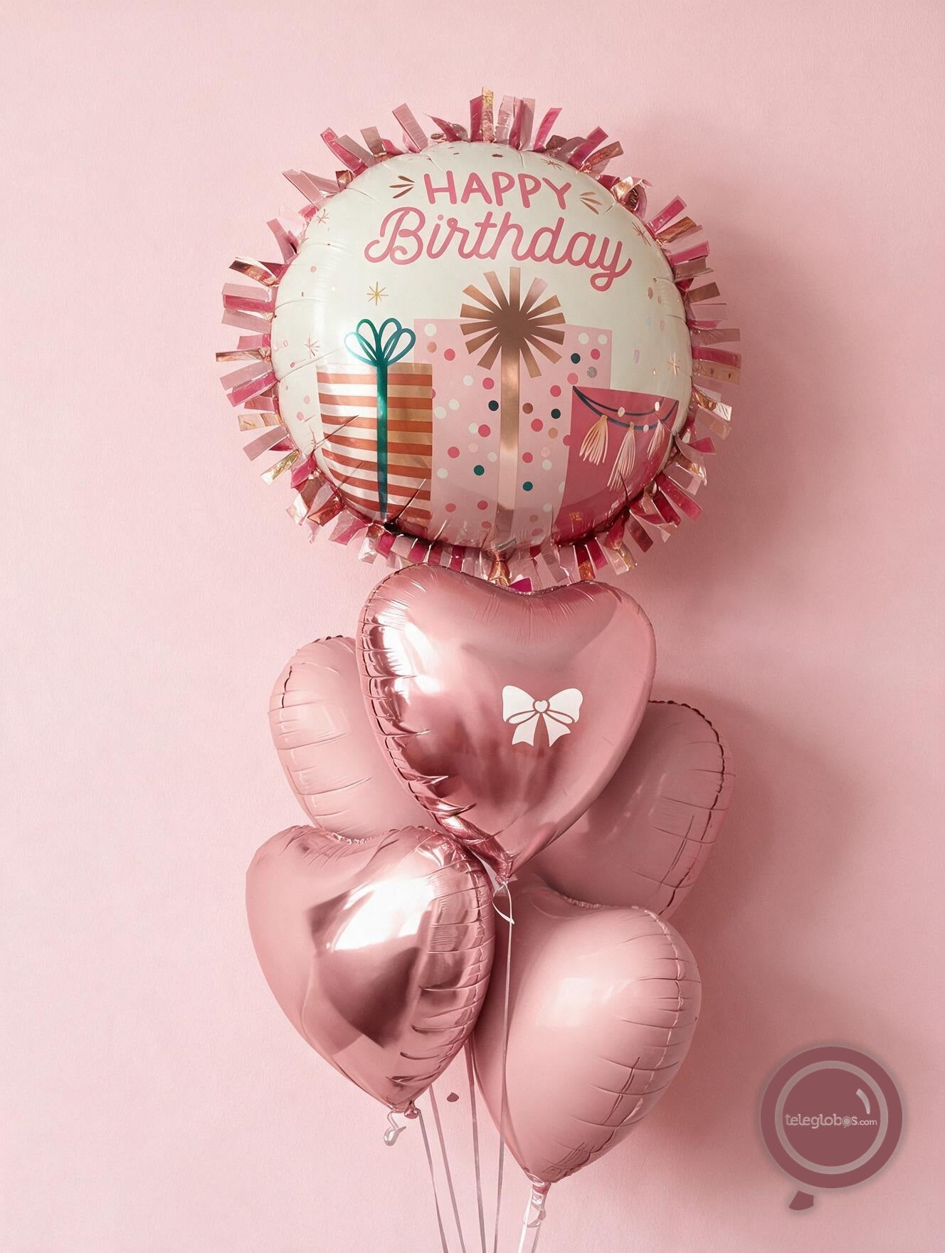 Bouquet de Cumpleaños -Happy Birthday Corazones Rosas-