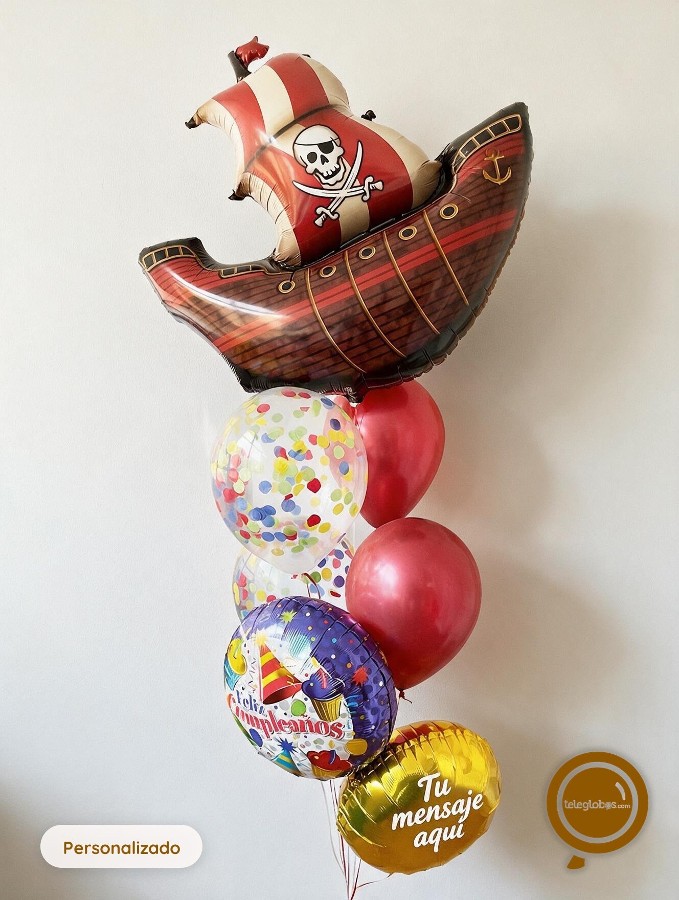 Bunch de globos con helio - Barco Pirata - personalizado -