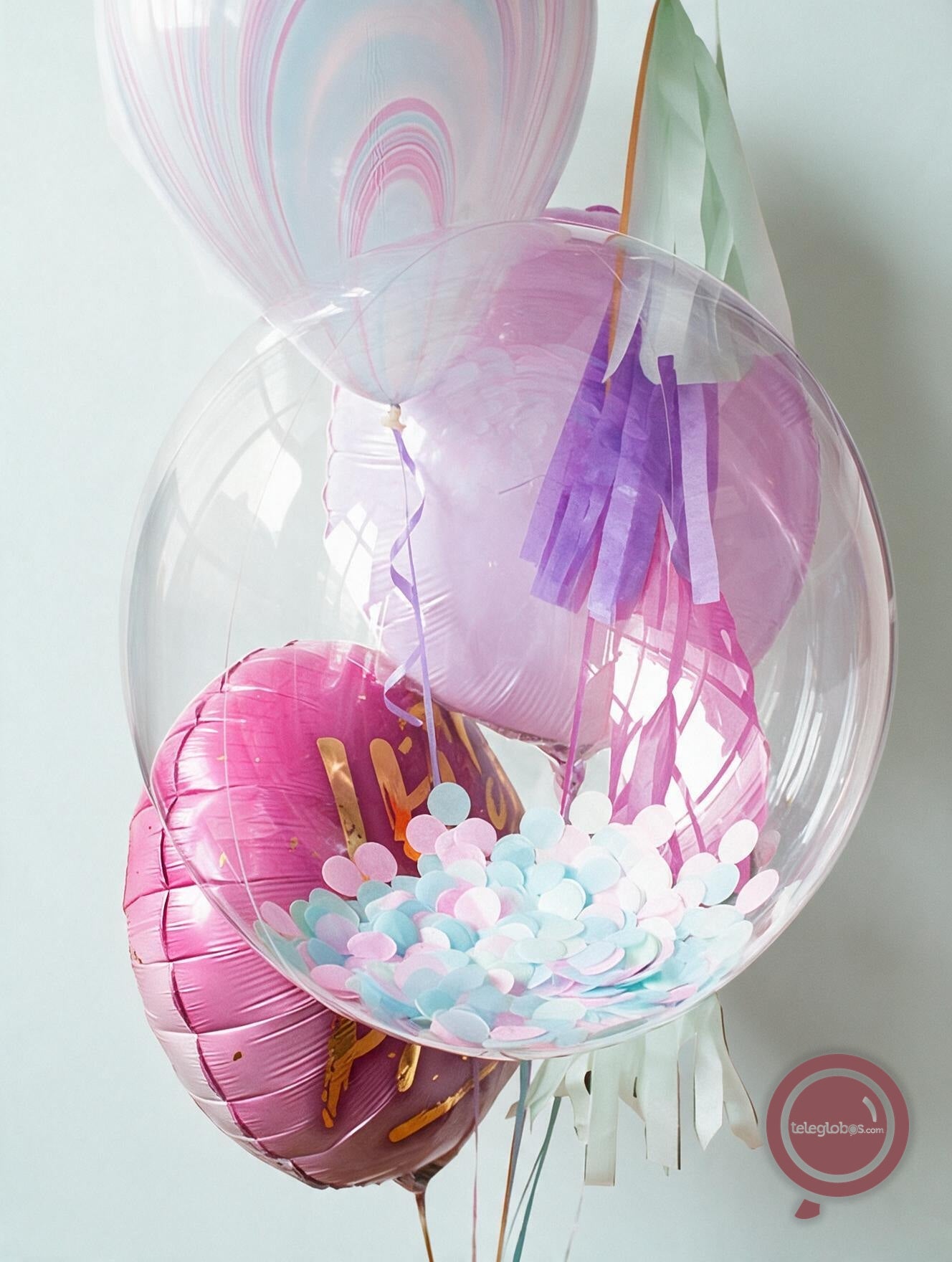 Bunch de globos con helio Burbuja personalizada -Dona-