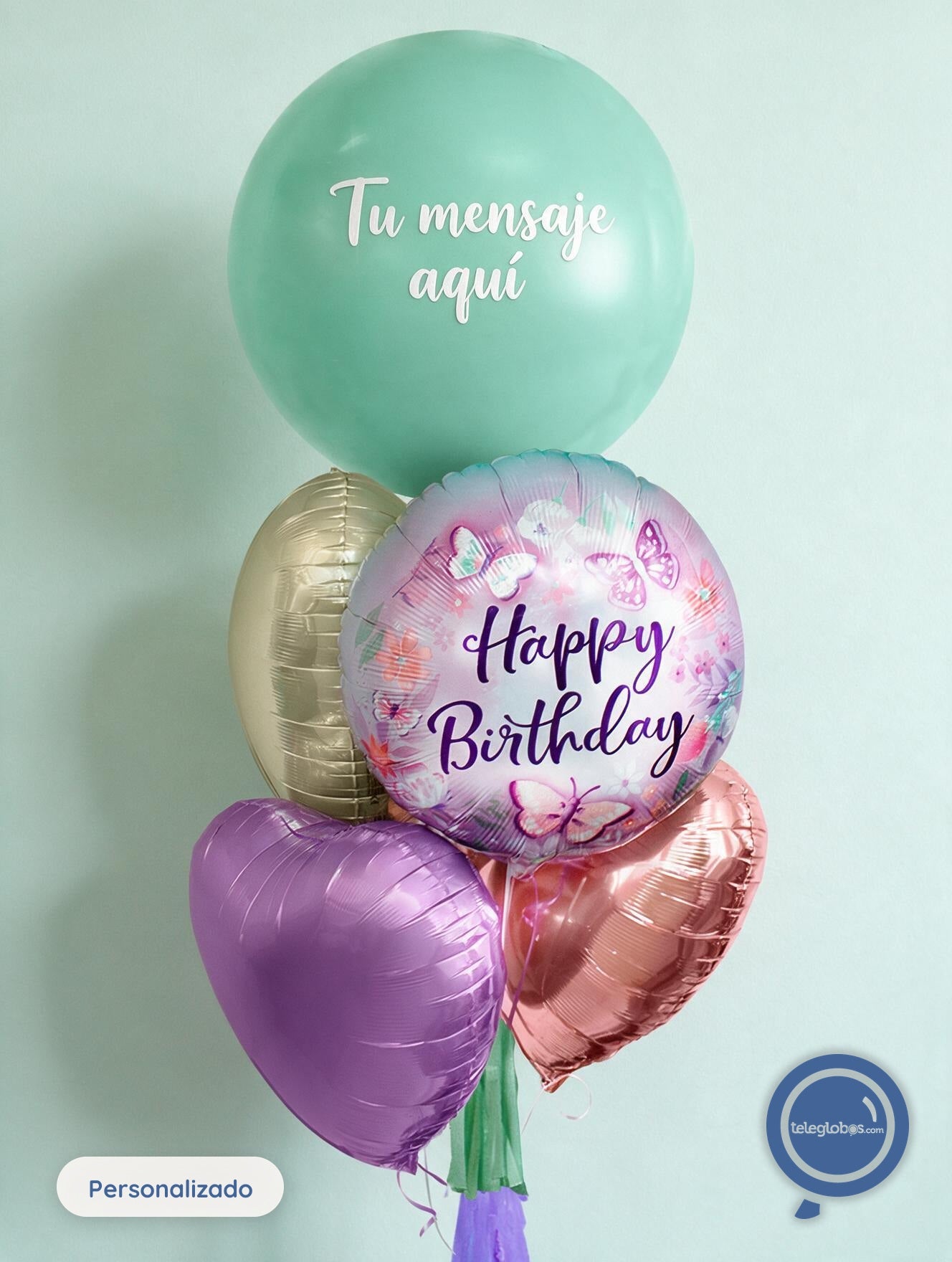 Bunch de Globos con Helio Personalizado - Butterflies Birthday -
