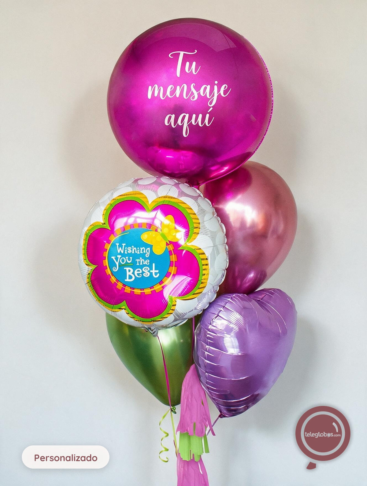 Bunch de Globos con Helio personalizado - Wishing you the best -