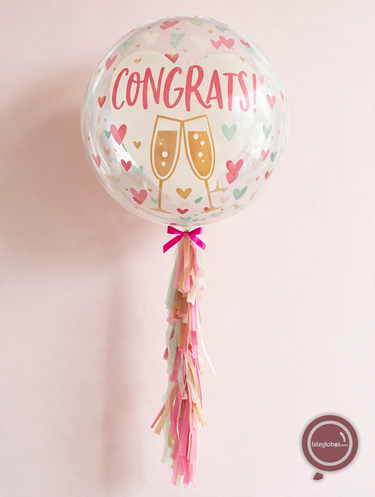 Globo Burbuja de 24" - Congrats Hearts