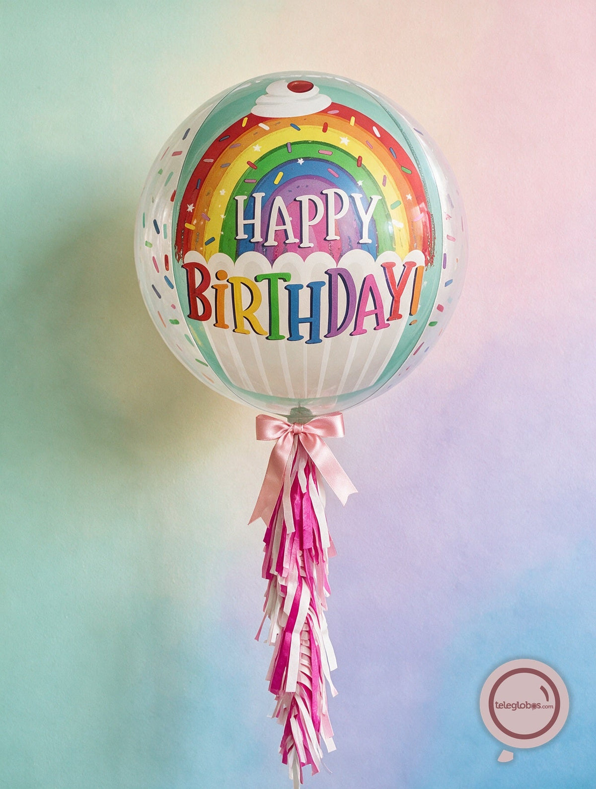 Globo ORBZ de 15" - Happy Birthday Rainbow Sprinkles